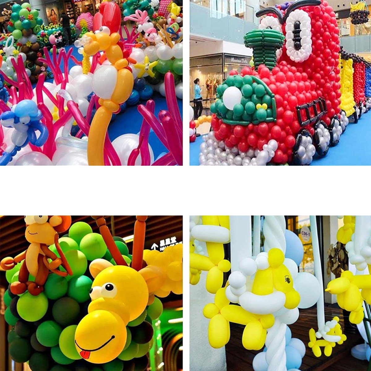 Juoungle 100 Stück Formbar, Luftballons bunt(Stil2) Luftballons Luftballon Magic Lang