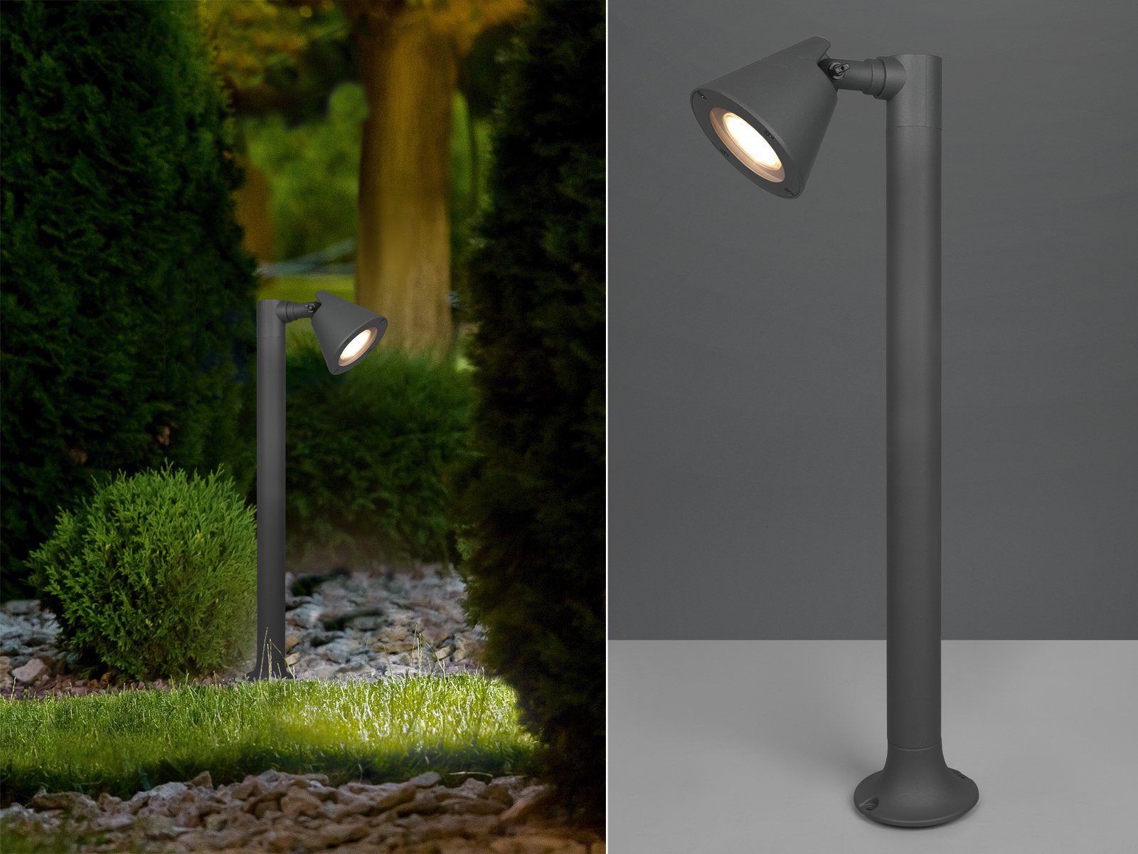TRIO Leuchten LED Sockelleuchte, LED wechselbar, Warmweiß, Wegeleuchte Anthrazit, 60cm, Wegbeleuchtung Garten-weg beleuchten