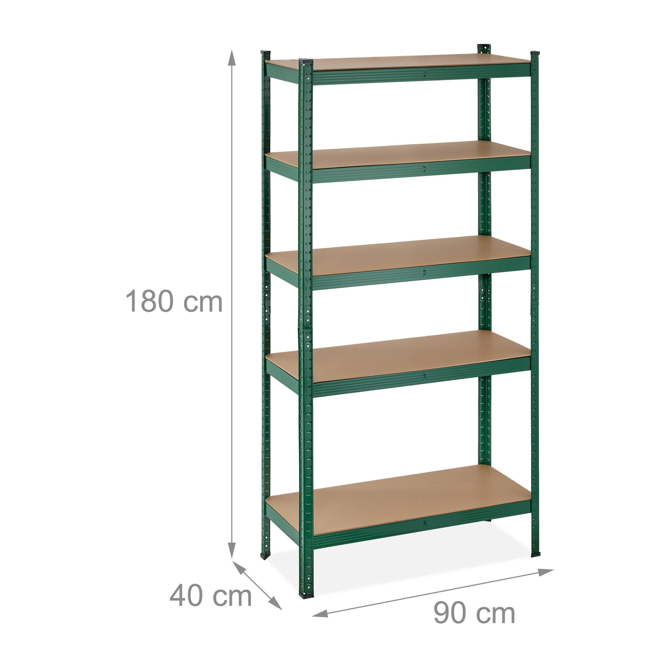 relaxdays Schwerlastregal Schwerlastregal Ebenen mit Grünes 5