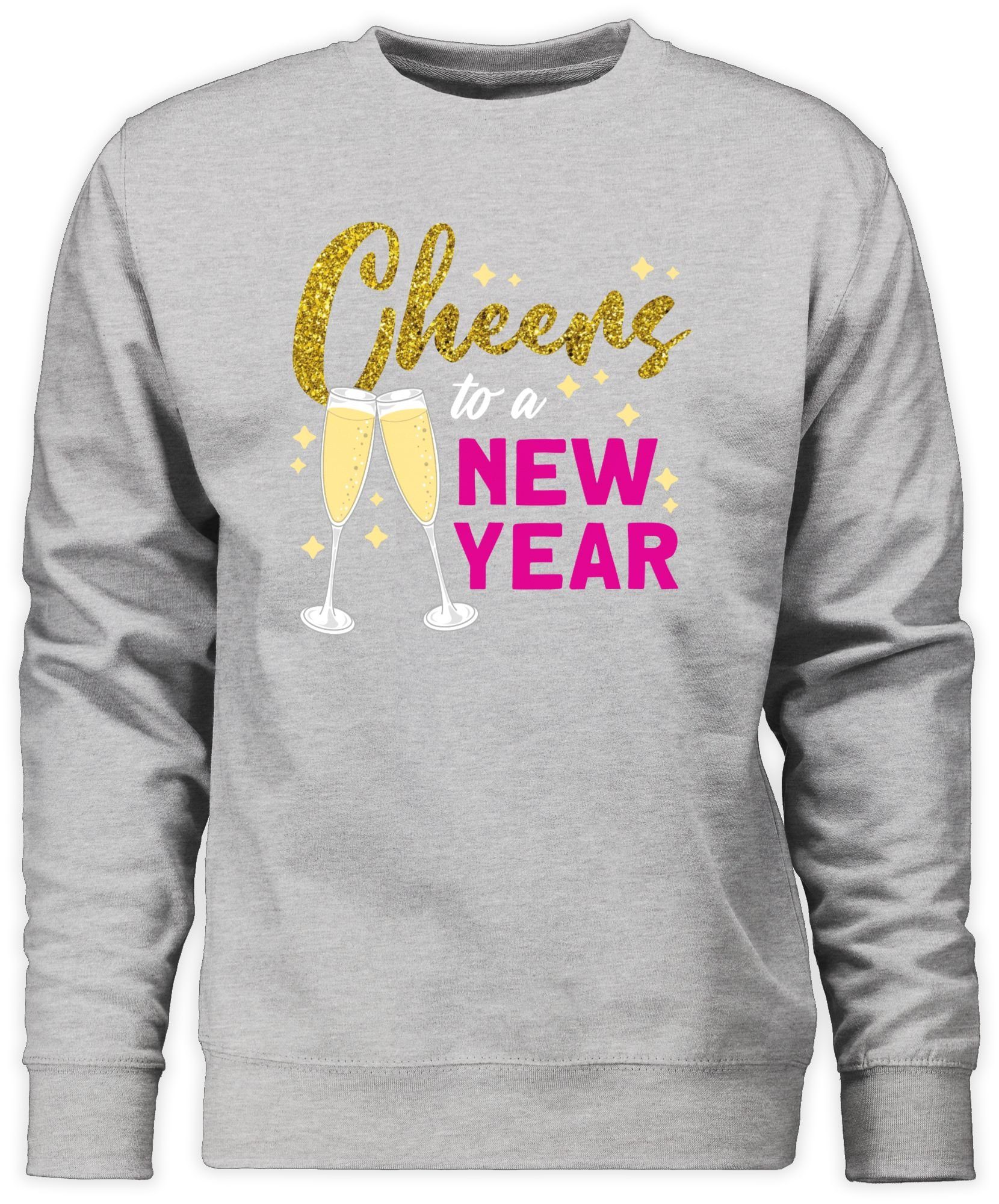 year to (1-tlg) Erwachsene Cheers a Shirtracer 3 new Grau Sweatshirt Silvester meliert