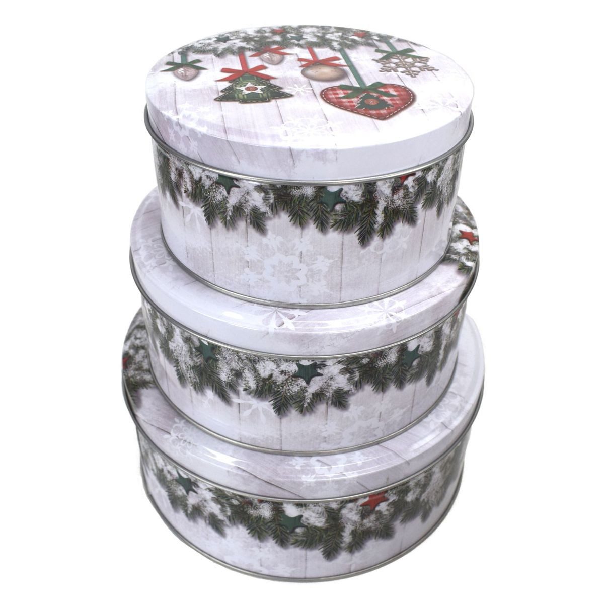 Haushalt International Im- und Export GmbH Vorratsdose Metall Банки для печенья im Set 3 verschiedenen Größen Weihnachtsmotive, Metall, festlich gestaltet