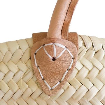 maDDma Dekokorb Palmtasche / Ibiza-Tasche mit Ledergriffen und -henkeln!, Strandtasche aus Palmblatt