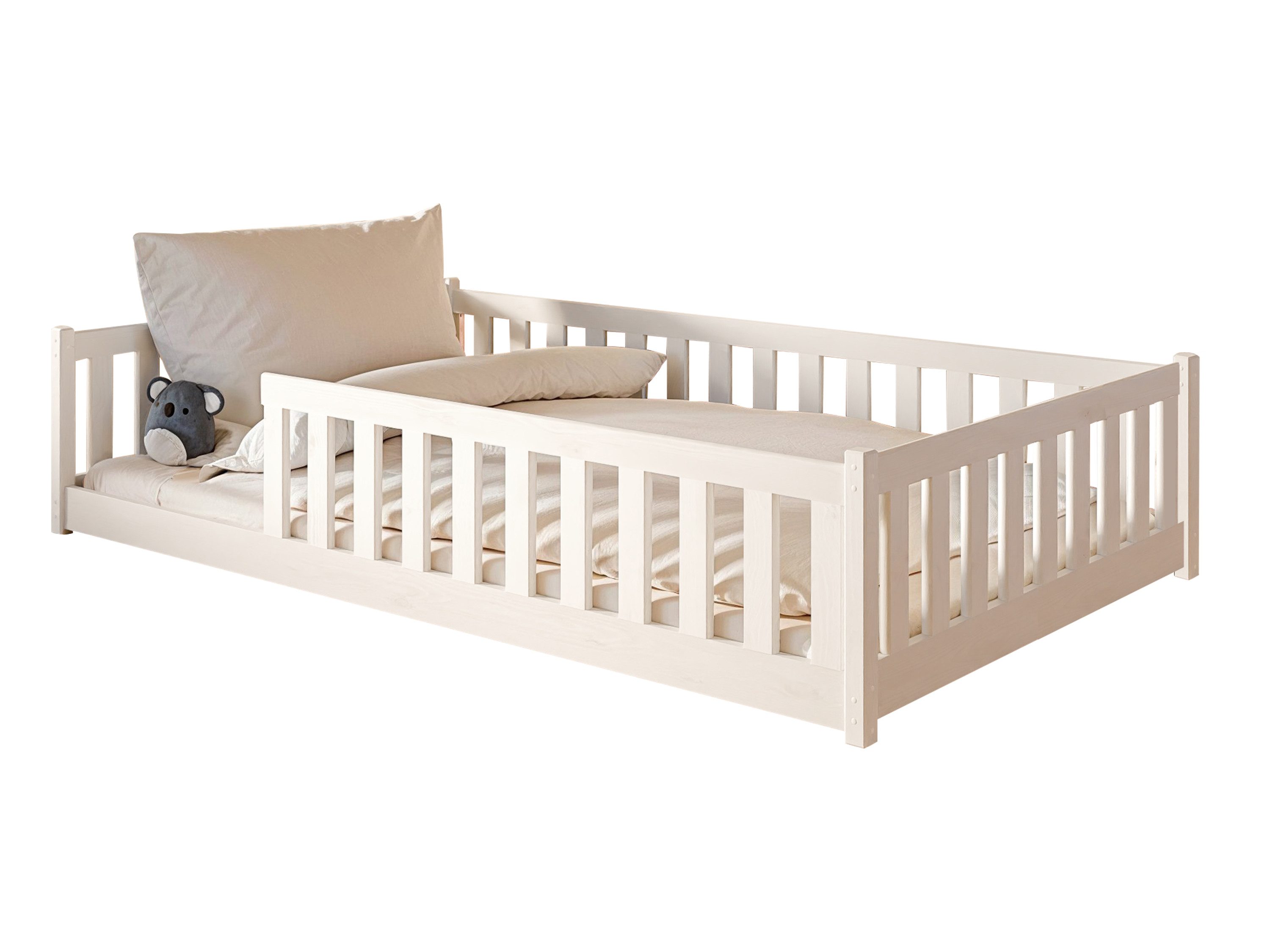 Kids Collective Kinderbett Bodenbett Bett mit Rausfallschutz & Lattenrost Montessori Bett Kinder (Jungen, Mädchen, Kinder, weitere Größen 80x160, 90x200, 140x20 – Bild 2 von 5