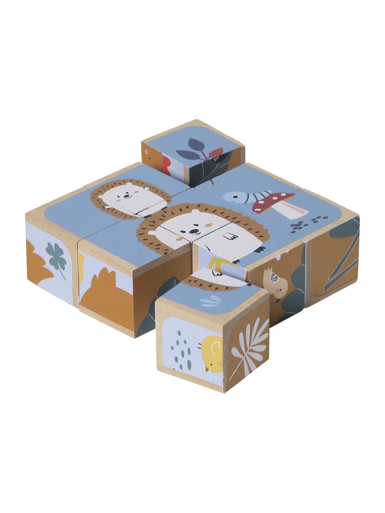 vertbaudet Puzzle Baby Tierpuzzle mit Holzwürfeln, Puzzleteile