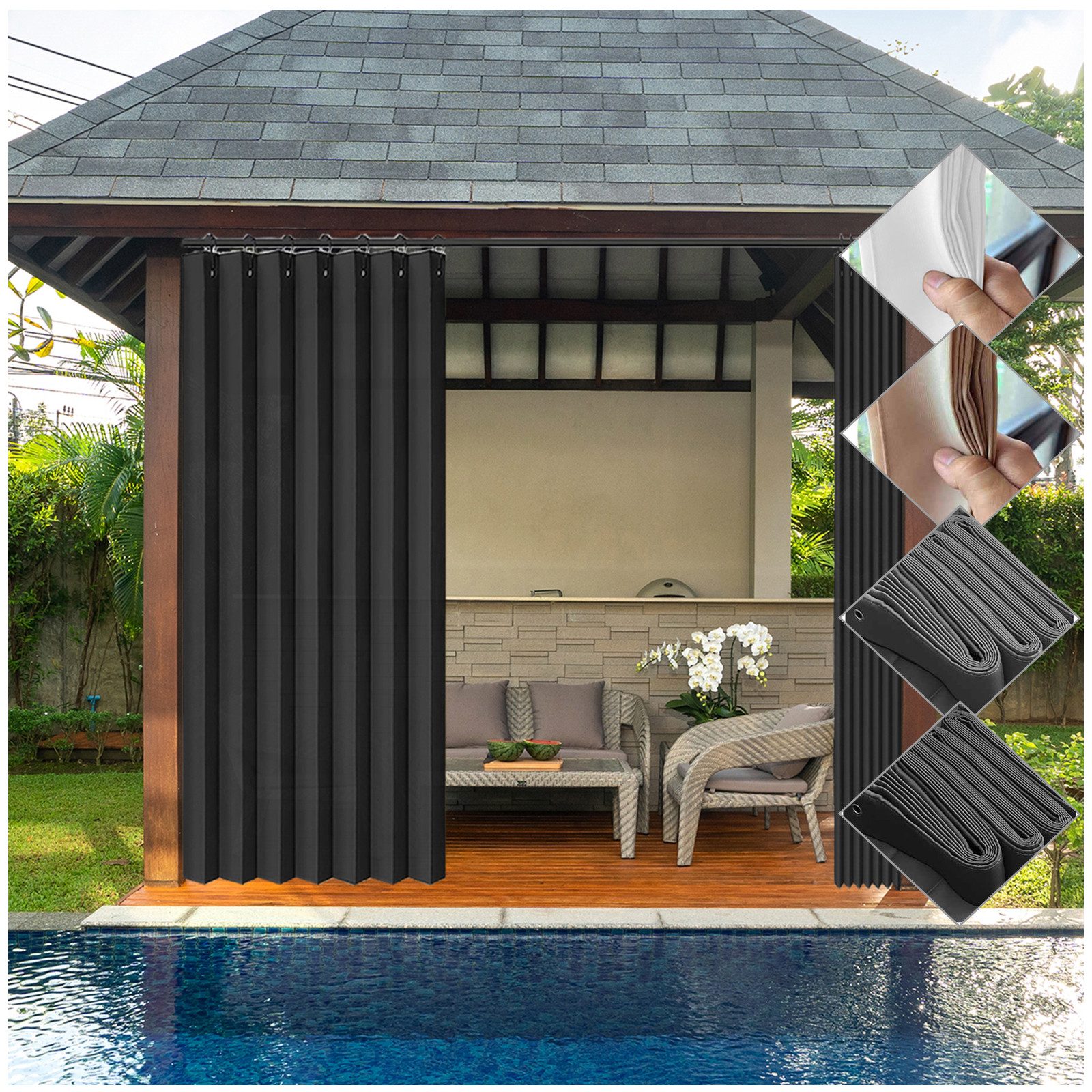 Jibenhome Outdoorvorhang Sichtschutz Vorhang Raumteiler, Wasserdicht günstig online kaufen