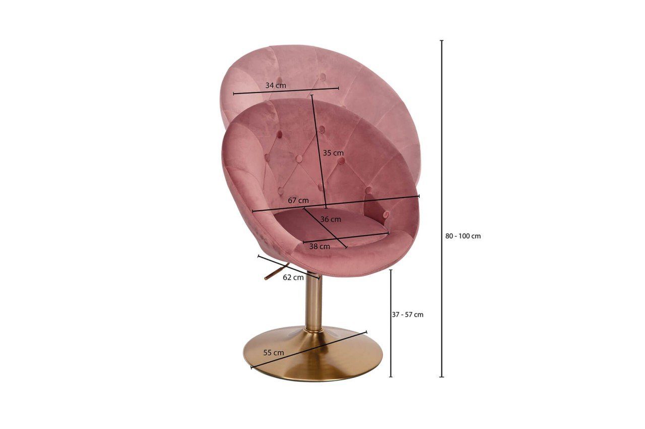 Sessel tinkaro Gold Rückenlehne Polsterstuhl LINA rosa Clubsessel Samt