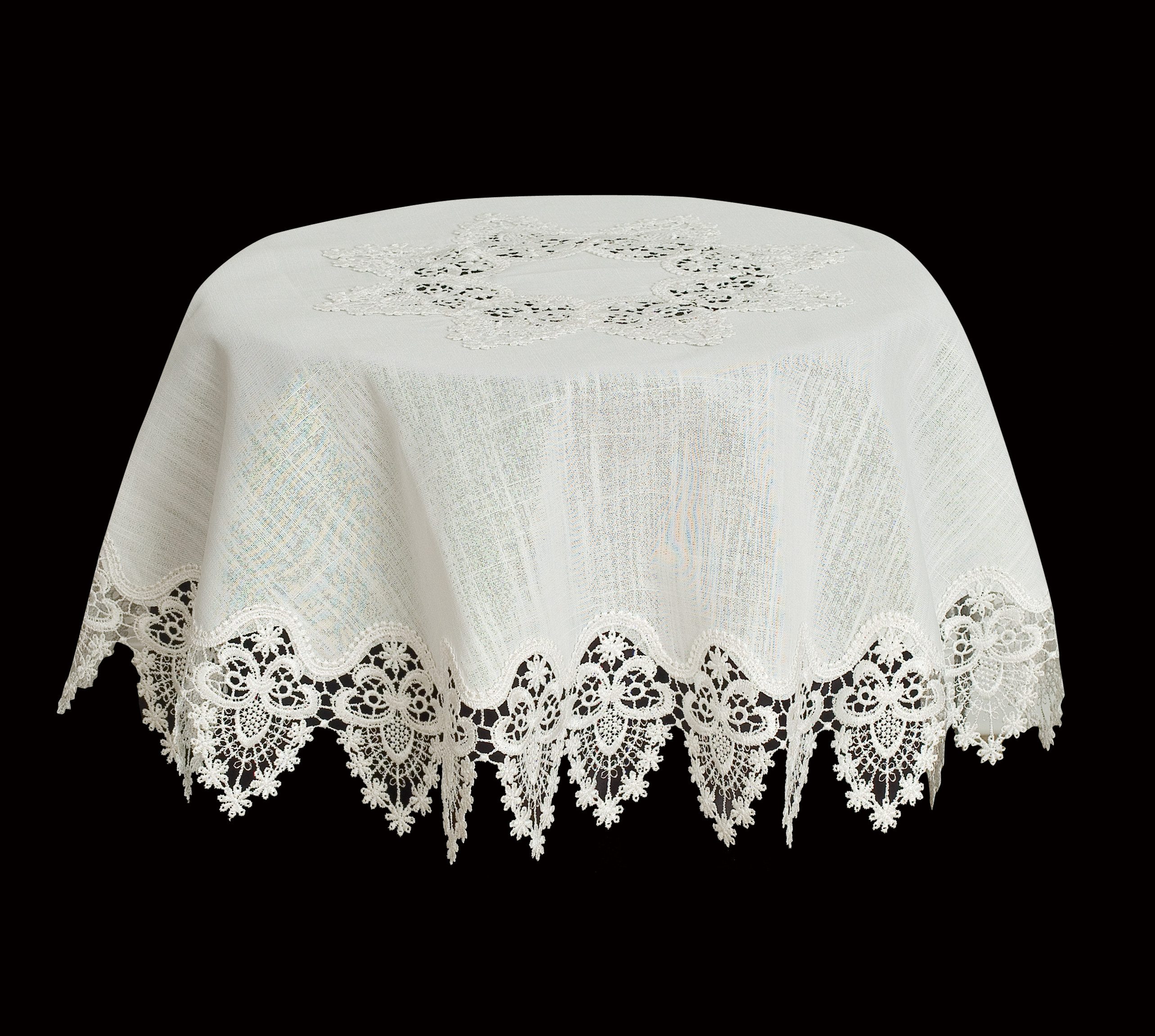 Tischdecke Spitzeneinsatz / Mitteldecke / 85x85cm Rund / N-21172