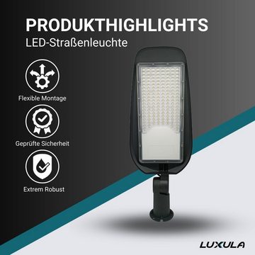LUXULA Flutlichtstrahler LED-Straßenleuchte, 50 W, 5800 lm, 5000 K (neutralweiß), IP65, TÜV, LED fest integriert, Tageslichtweiß, neutralweiß, Stoßfest, Spritzwassergeschützt