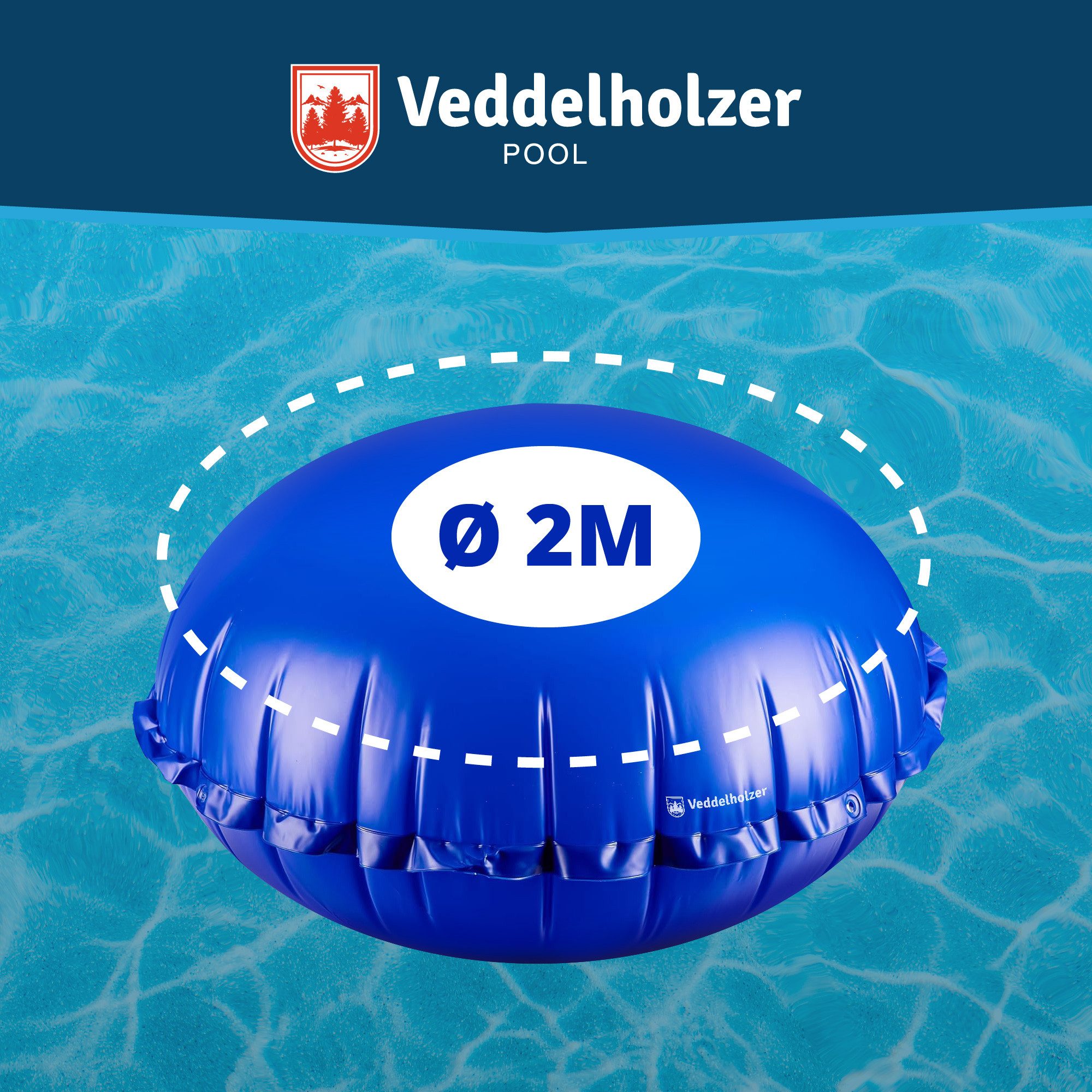 Veddelholzer aufblasbare Whirlpoolabdeckung Poolkissen Winter XL Ø2 m Luftkissen Set Inkl. 6 m Befestigungsseil