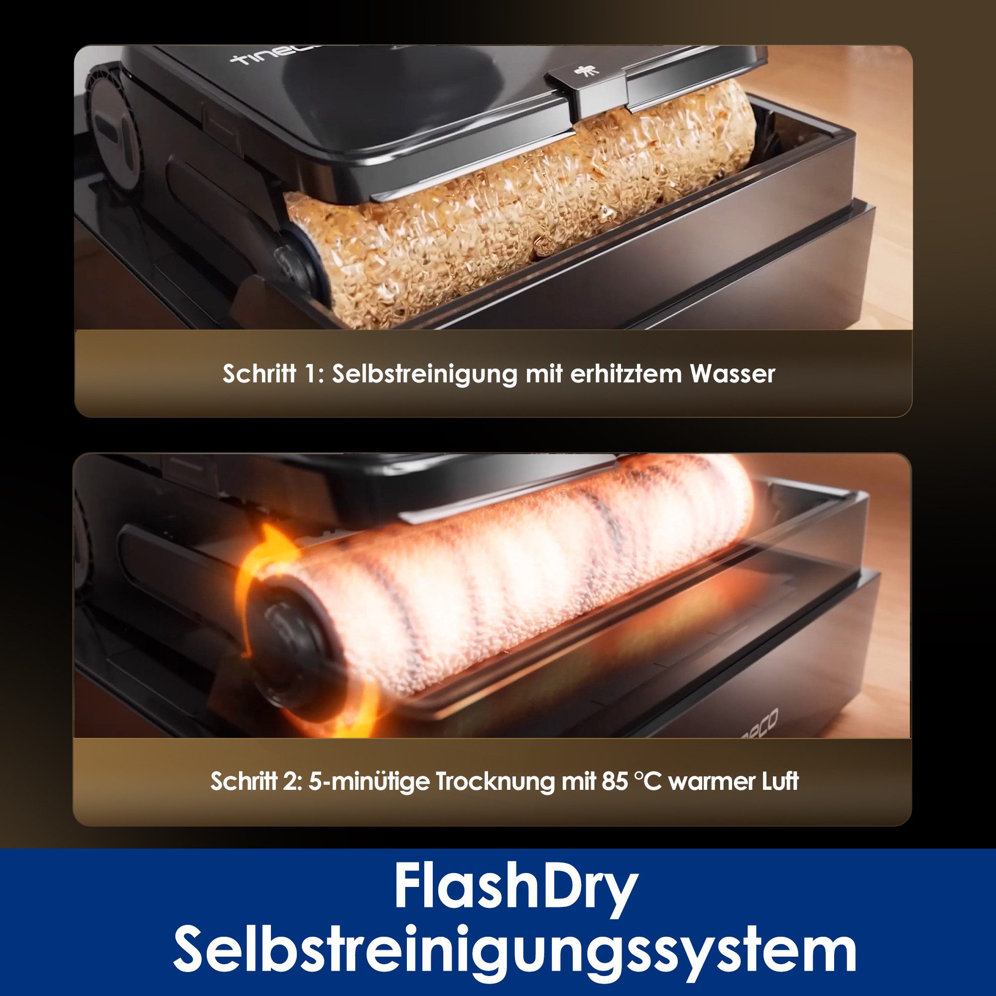 Tineco Nass-Trocken-Sauger FLOOR ONE S7 Max Pro mit Hochdruck-Wasserstrahl, 220 W, beutellos, intuitiver Selbstantrieb, Trocknung bei 85 °C