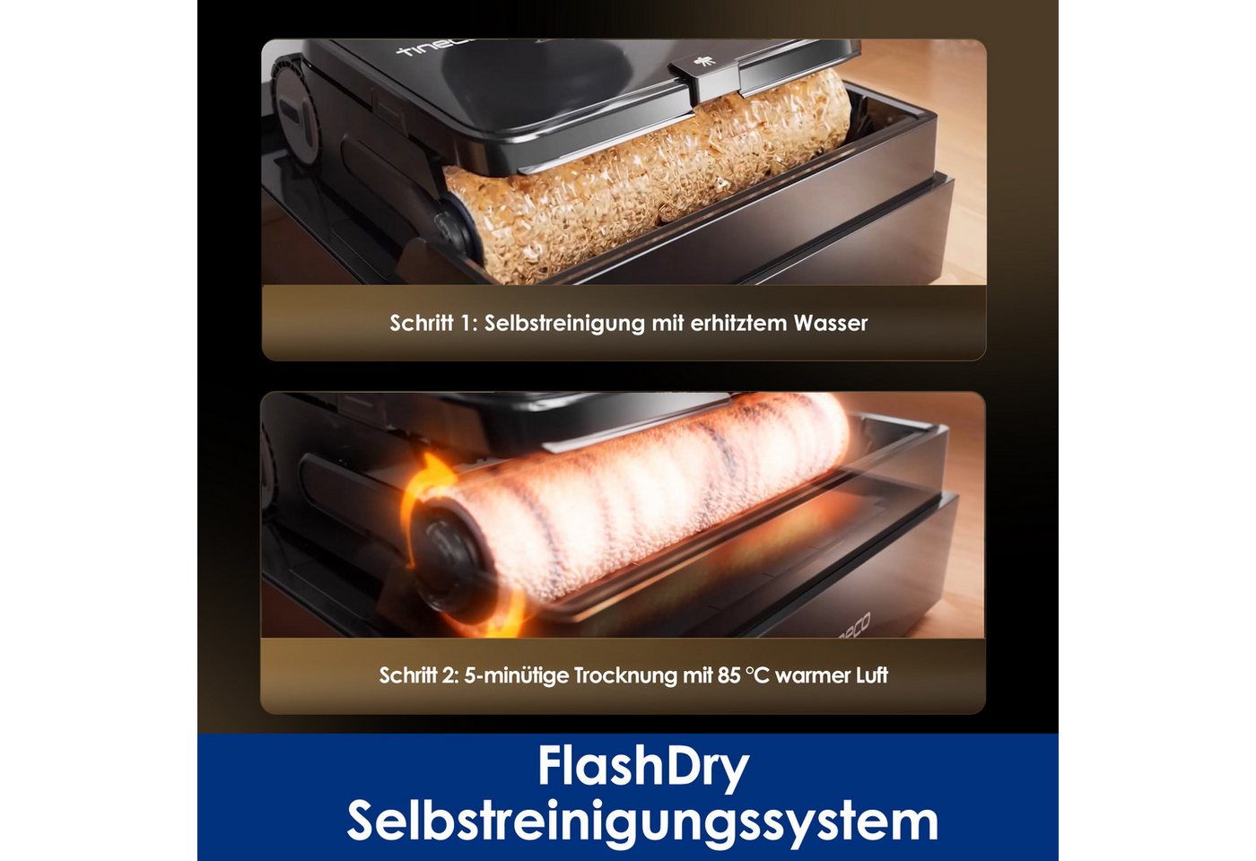 Tineco Nass-Trocken-Sauger FLOOR ONE S7 Max Pro mit Hochdruck-Wasserstrahl, 220 W, beutellos, intuitiver Selbstantrieb, Trocknung bei 85 °C