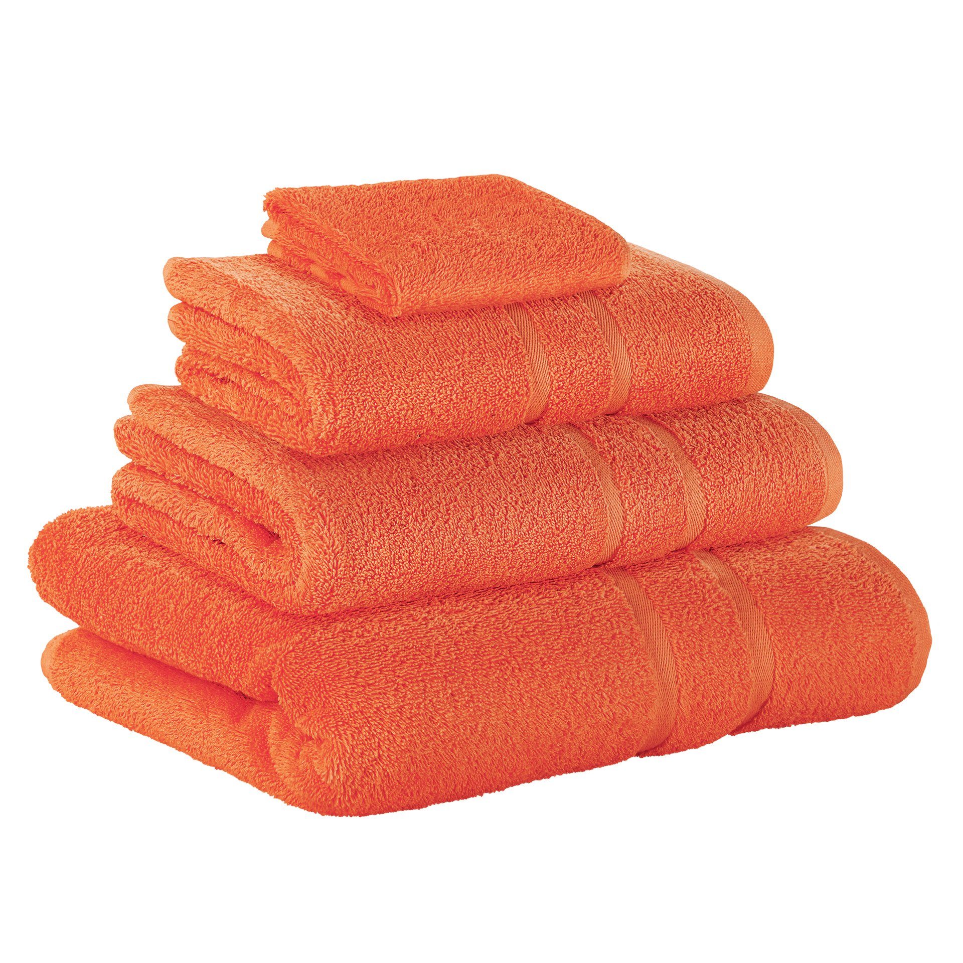 StickandShine Handtuch Set 1x Gästehandtuch 1x Handtuch 1x Duschtuch 1x Badetuch als SET in verschiedenen Farben (4 Teilig) 100% Baumwolle 500 GSM Frottee 4er Handtuch Pack, 100% Baumwolle 500 GSM Orange