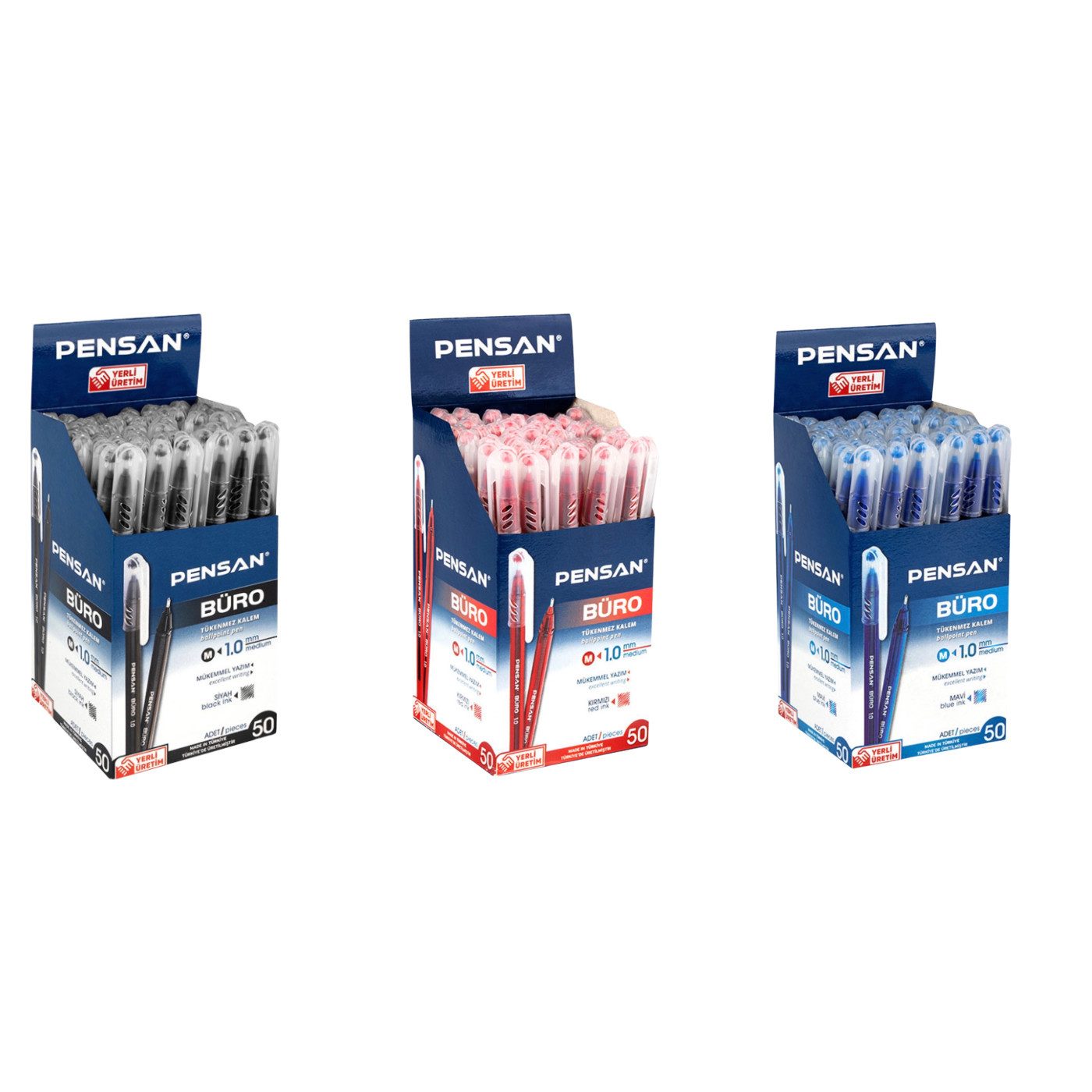 Pensan Kugelschreiber 1.0 mm Strichstärke, Ballpoint, Vorteilspack, 50-tlg