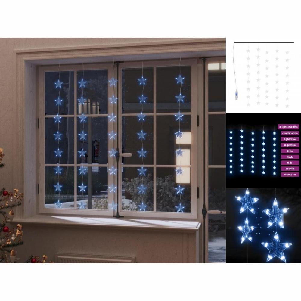 Lichterkette 8 LED vidaXL LED-Lichtervorhang mit Funktionen Blau 200 Sternen