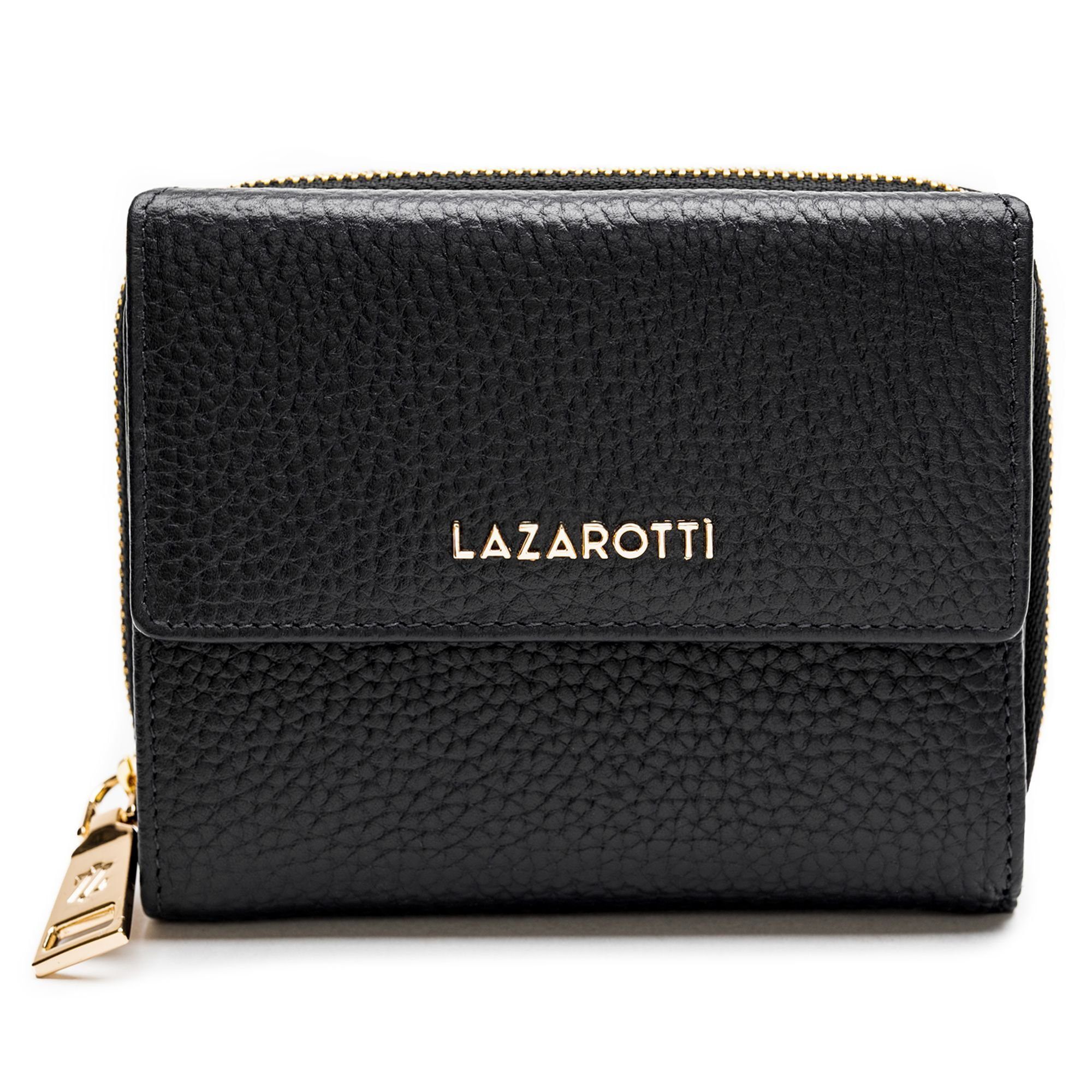 Geldbörse black Leder Leather, Lazarotti Bologna