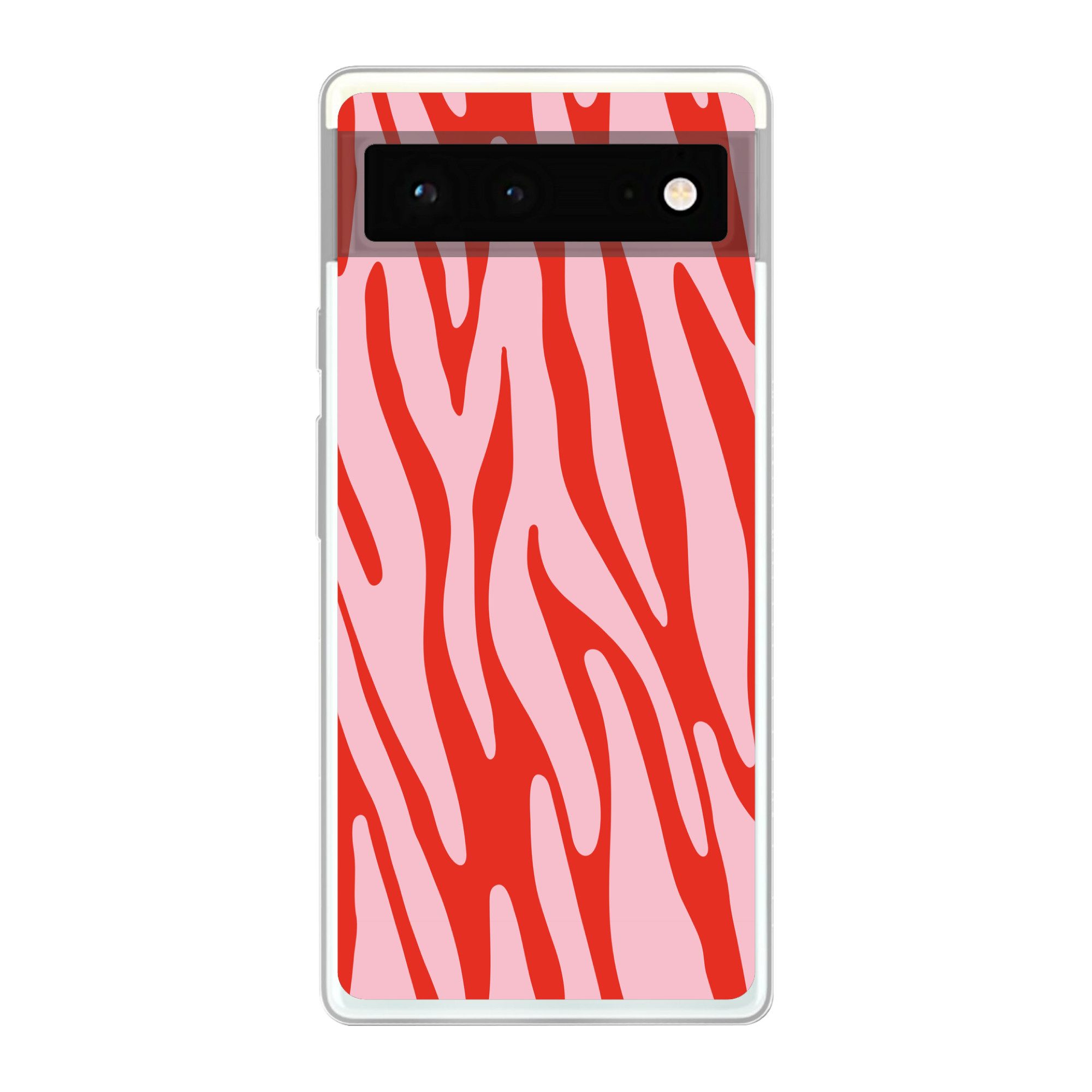 MuchoWow Handyhülle für Google Pixel 6 Zebramuster - Rosa - Rot - Tiermuster, Handy Case, Silikon, Bumper Case Dünn
