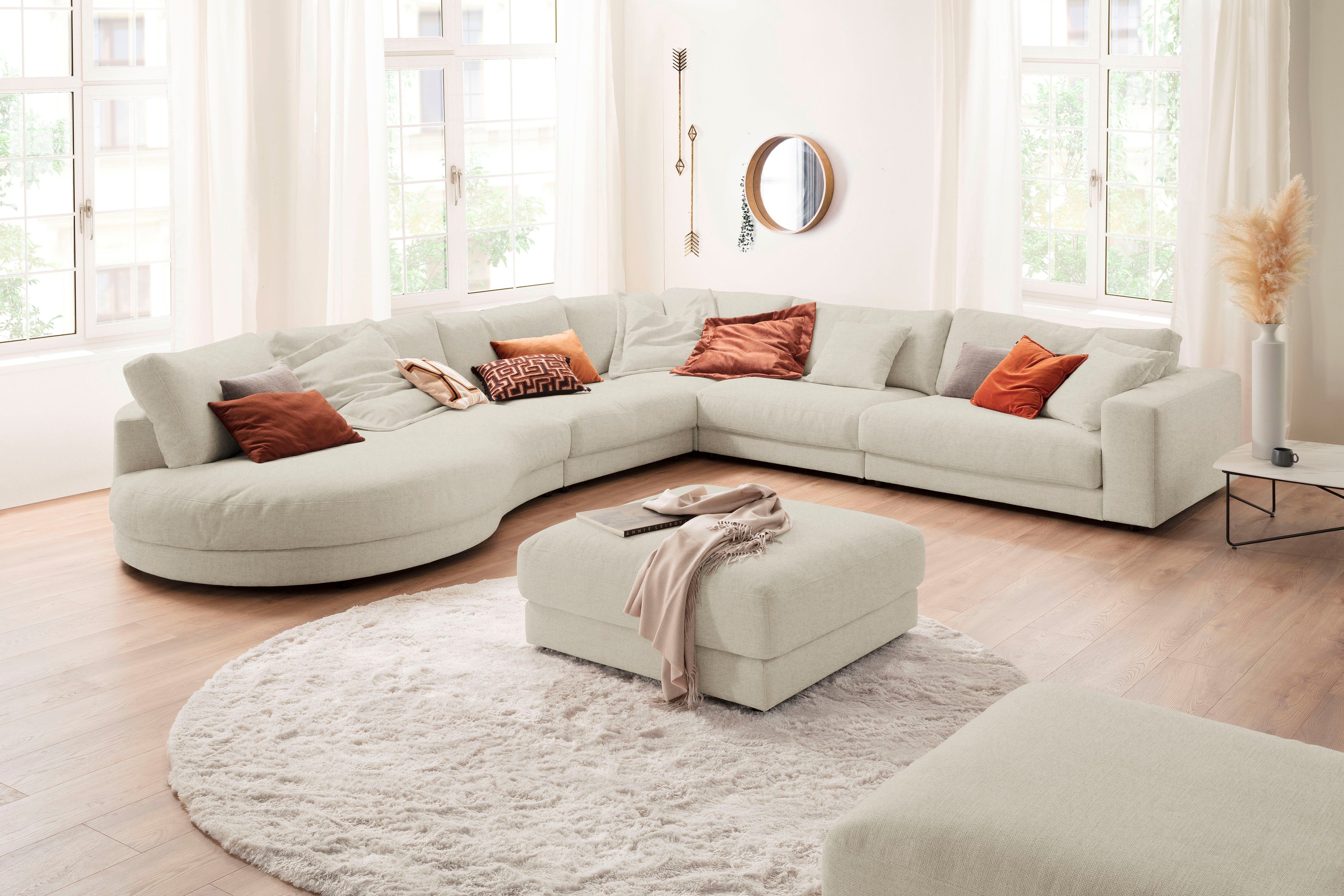 3C Candy Ecksofa Enisa II, bequem und komfortabel, Mega Familiensofa, L-Form, incl. 3 Flatterkissen, wahlweise mit Flecken-Schutz-Bezug Easy care