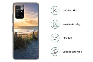 MuchoWow Handyhülle Sonnenuntergang - Strand - Düne - Gras - Bank, Phone Case, Handyhülle Xiaomi Redmi 10, Silikon, Schutzhülle