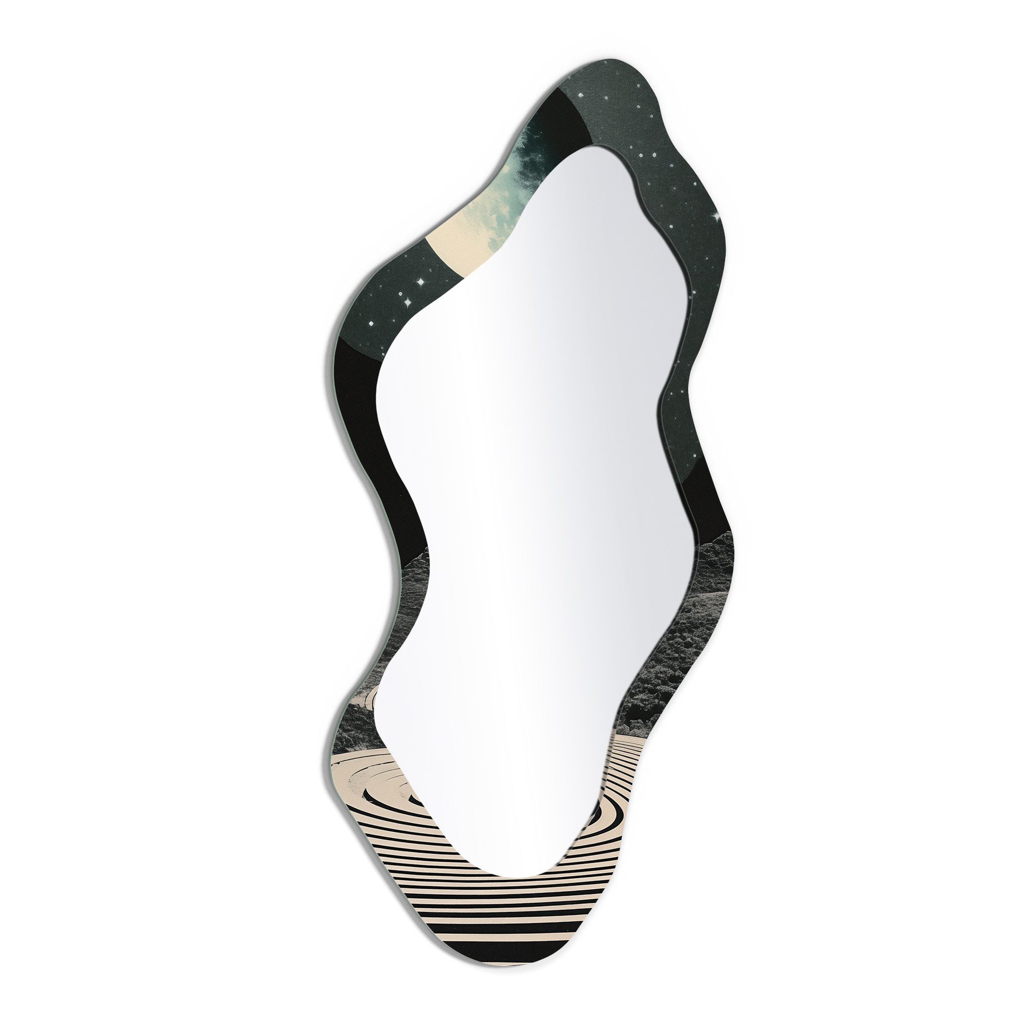 DEQORI Wandspiegel 'Kosmischer Fluss', Spiegel organisch geformt selbstklebend Wand Wohnzimmer Flur groß XXL