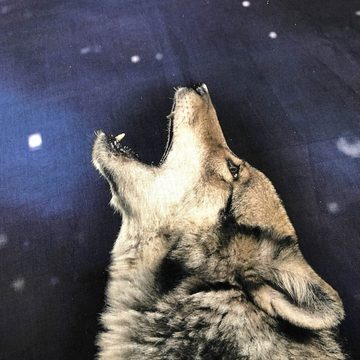 Bettwäsche Wolf Vollmond, ESPiCO, Renforcé, 2 teilig, Raubtier, Sterne, Mond