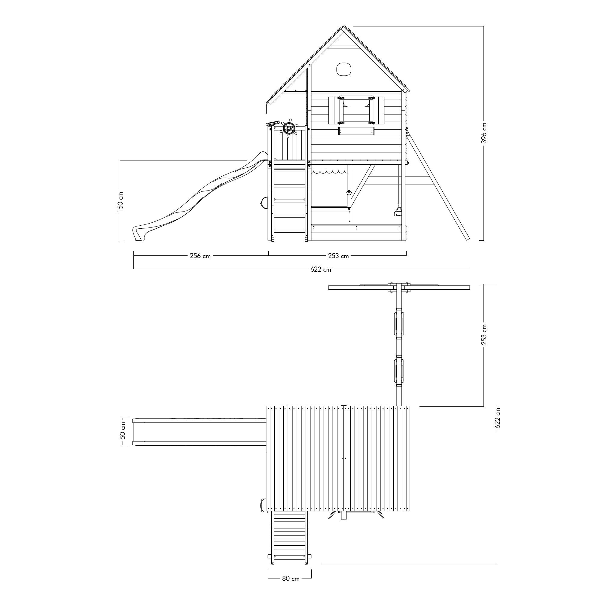 Massive mit Treppe Klettergerüst Rutsche, Smart 10-Jahre RiverHouse mit Schaukel & Spielhaus, blau Garantie*, Stelzenhaus Wickey Großes Handlauf