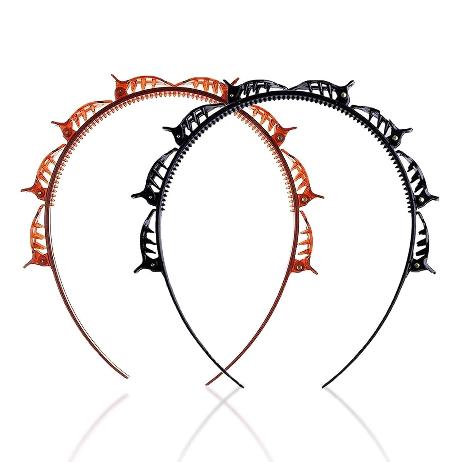 Haarreif 2er Set Haarreif mit Klammern Twist Clip Stirnband Haarstyling-Zubehör