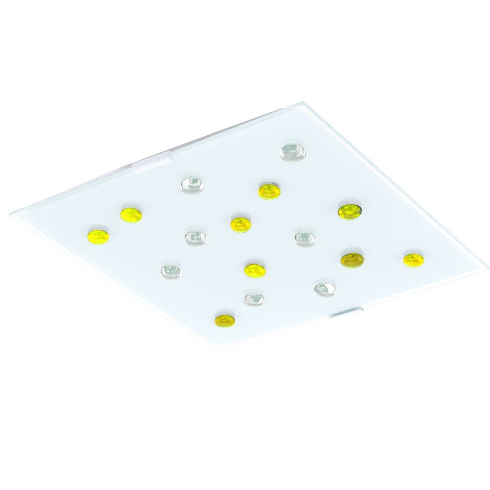 EGLO Deckenstrahler, klar Glas gelb Zimmer Decken Lampe Leuchtmittel inklusive, weiß Flur nicht Gäste Steine