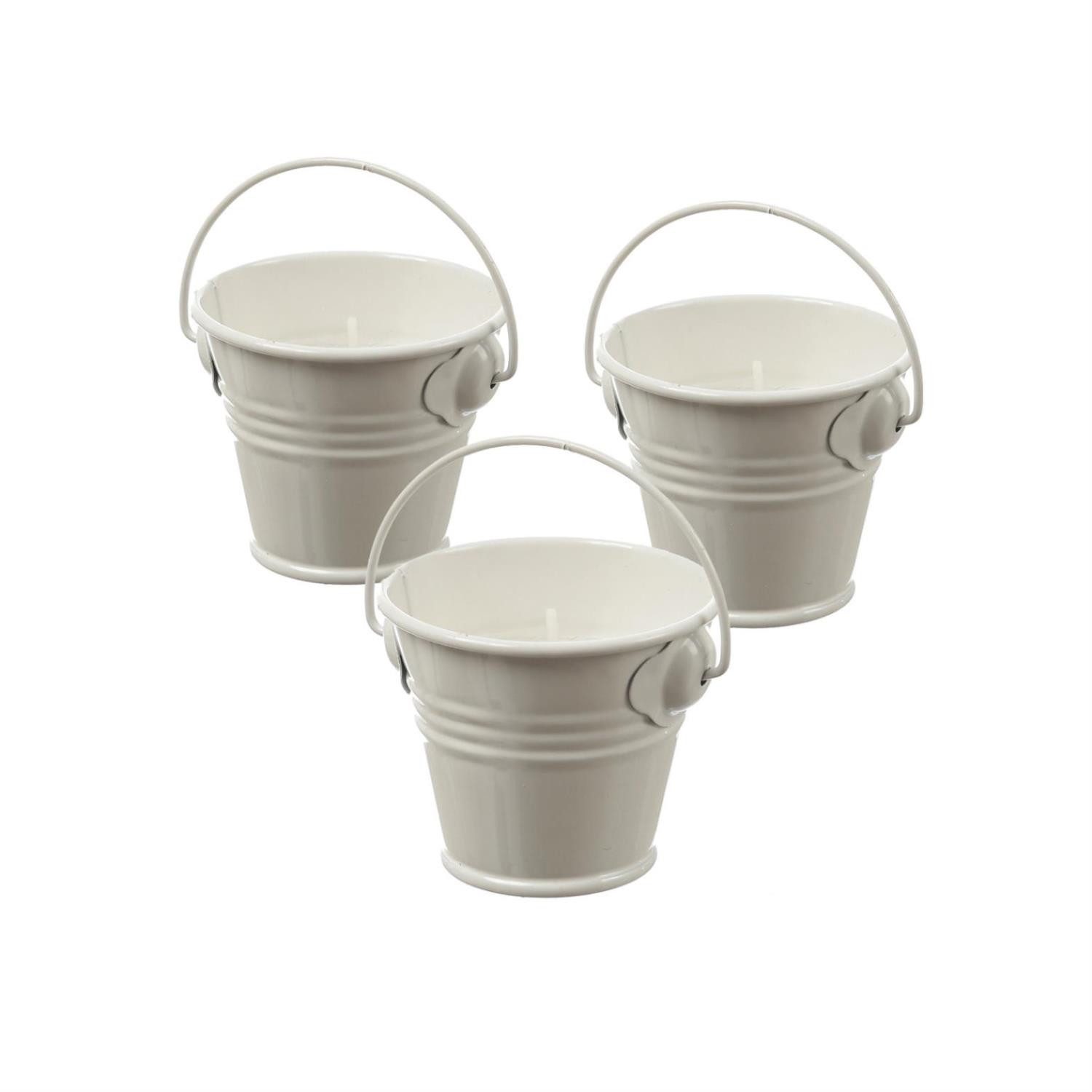 MARELIDA LED-Kerze Duftkerzen Citronella Garten Balkon Outdoorkerzen im Metalleimer 3St. (3-tlg)