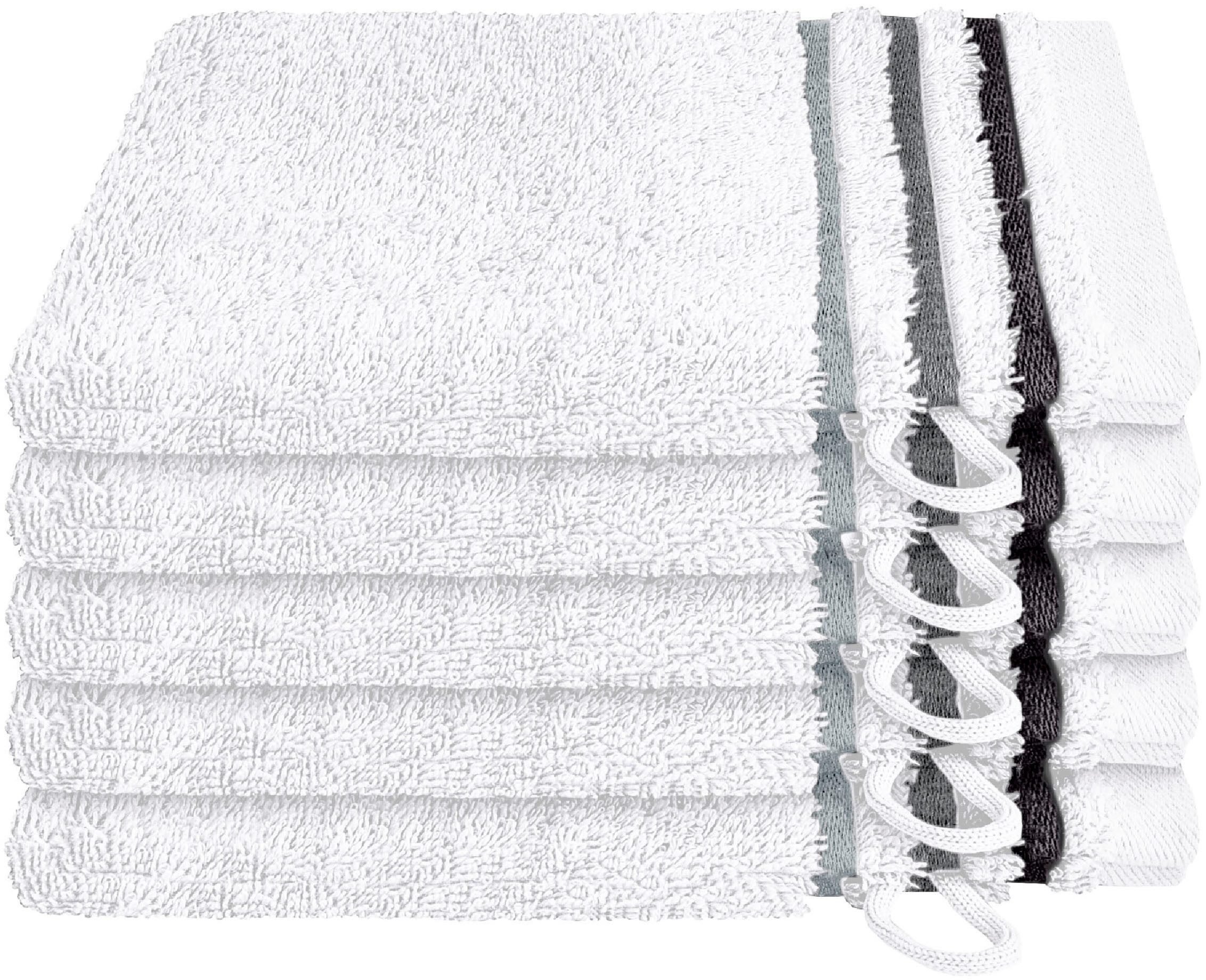 Schiesser Waschhandschuh Skyline Color aus 100 % Baumwolle mit eleganter Streifenbordüre, (5-St), MADE IN GREEN by OEKO-TEX®