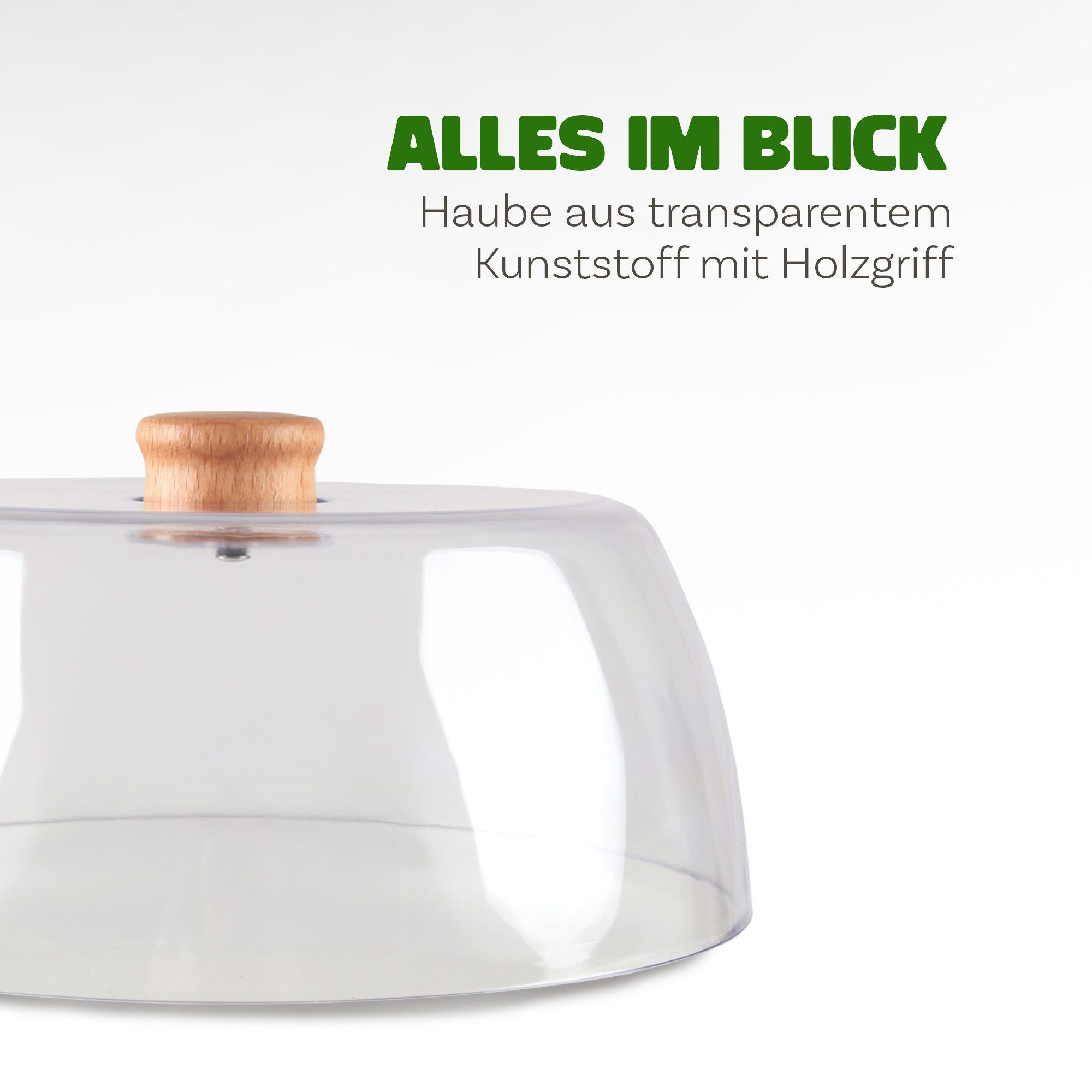 Bestlivings Kuchenplatte mit Abdeckung Ø24xH12 cm, Buchenholz, Käse- und Servierplatte, Haube (BPA-frei und lebensmittelecht) – Bild 4 von 5