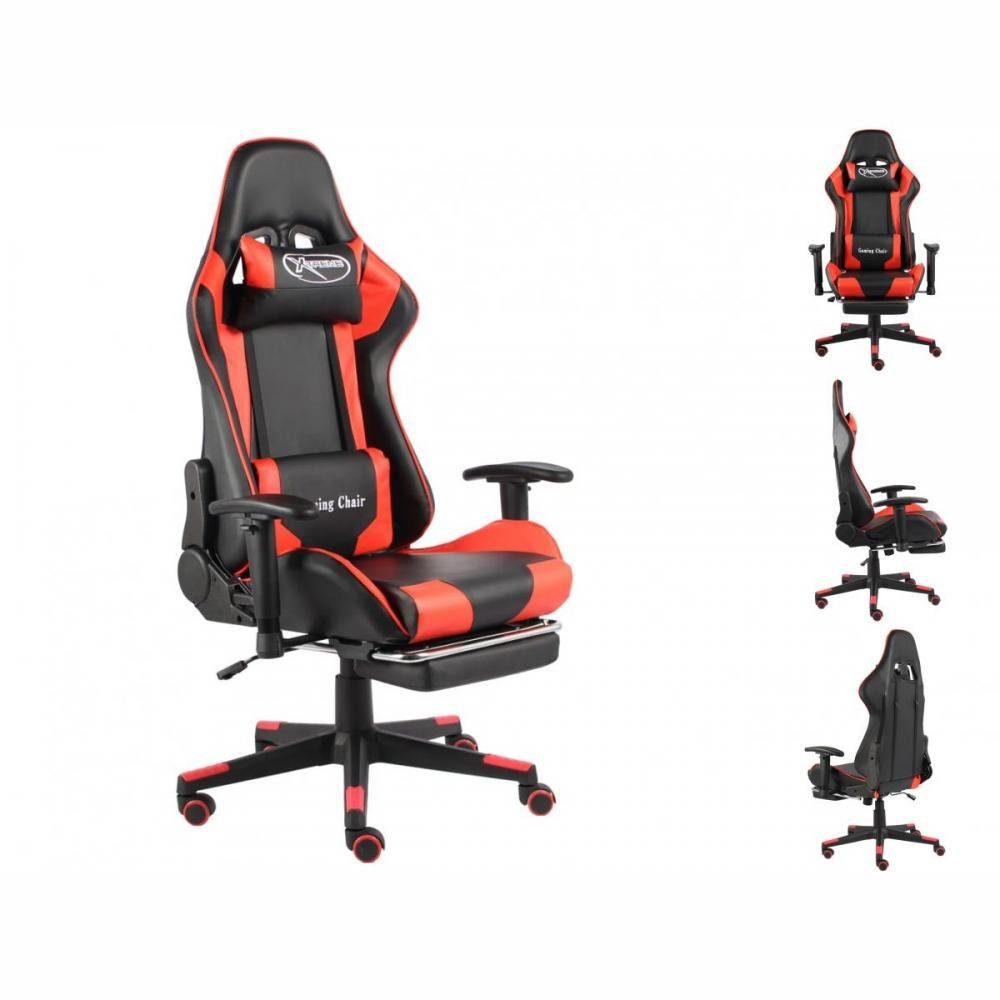 mit Drehbar Bürostuhl vidaXL Fußstütze PVC Rot Gaming-Stuhl