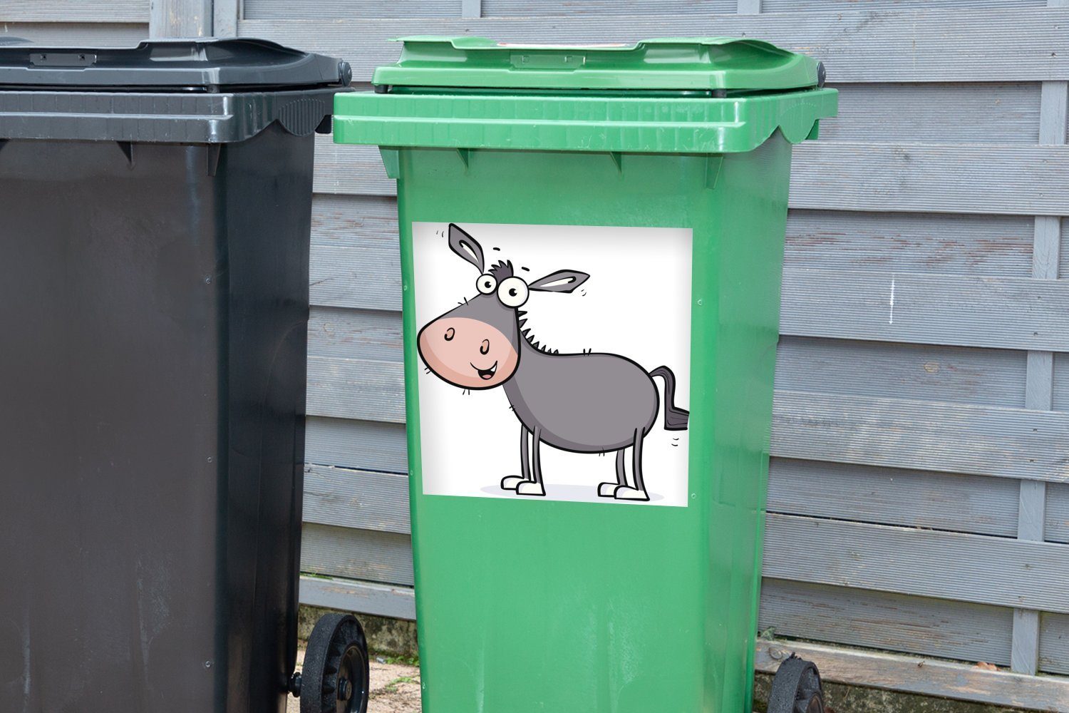 MuchoWow Wandsticker Eine Sticker, Esels eines (1 Illustration Mülleimer-aufkleber, Mülltonne, Abfalbehälter St), Container, grauen