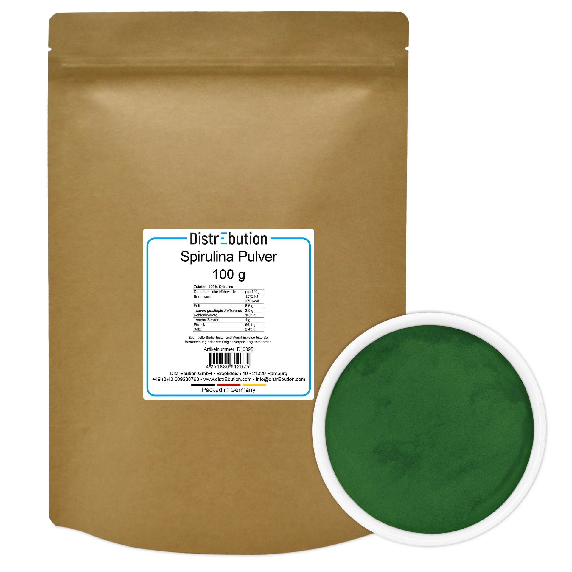 DistrEbution Spirulina Pulver 100g-25kg Superfood Algen Pulver, 100 g, Natürliches & Veganes Lebensmittel