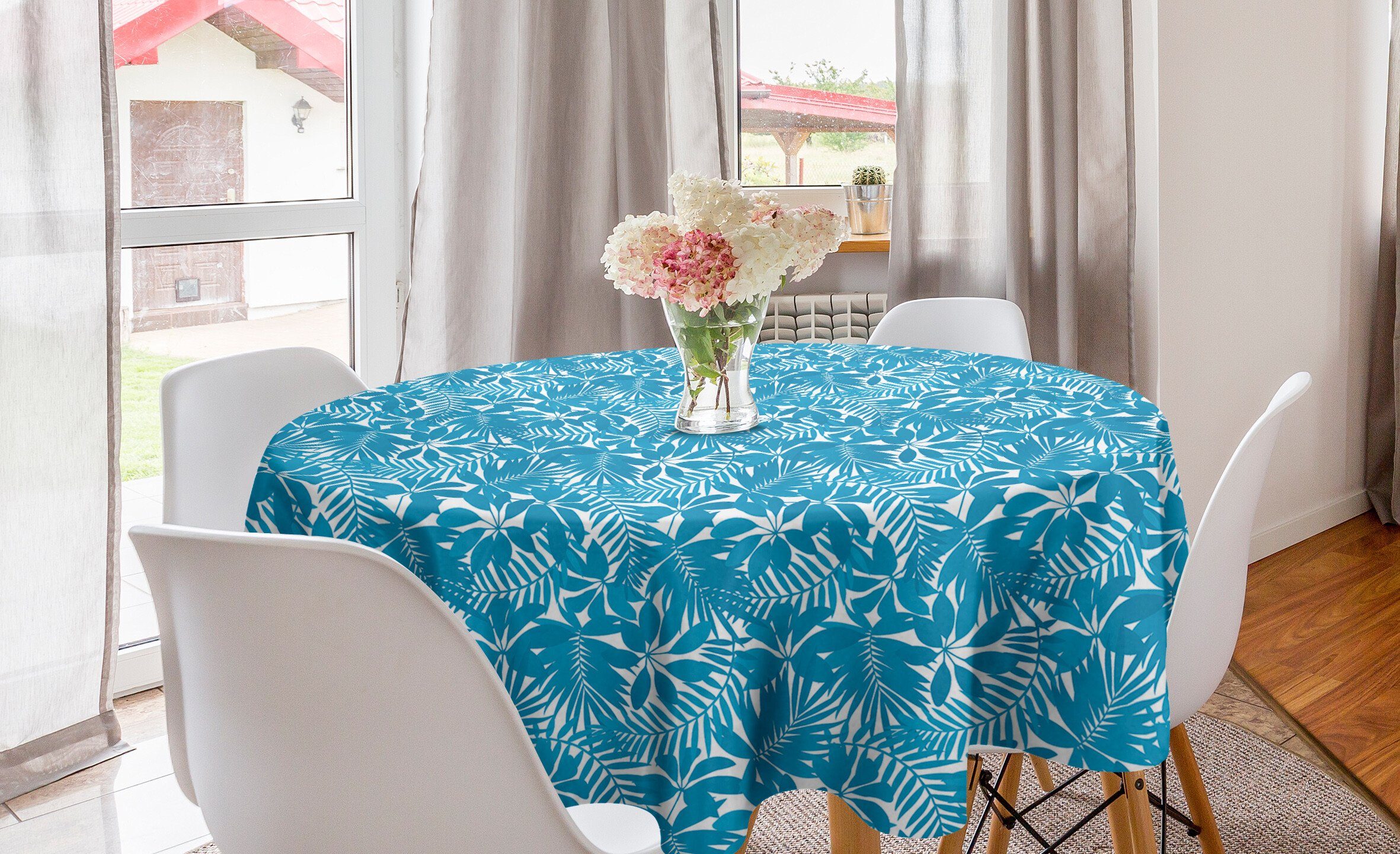 Dekoration, Hawaii-Bäume Kreis Abdeckung für Wasser Esszimmer Küche Abakuhaus Tischdecke Laub Tischdecke