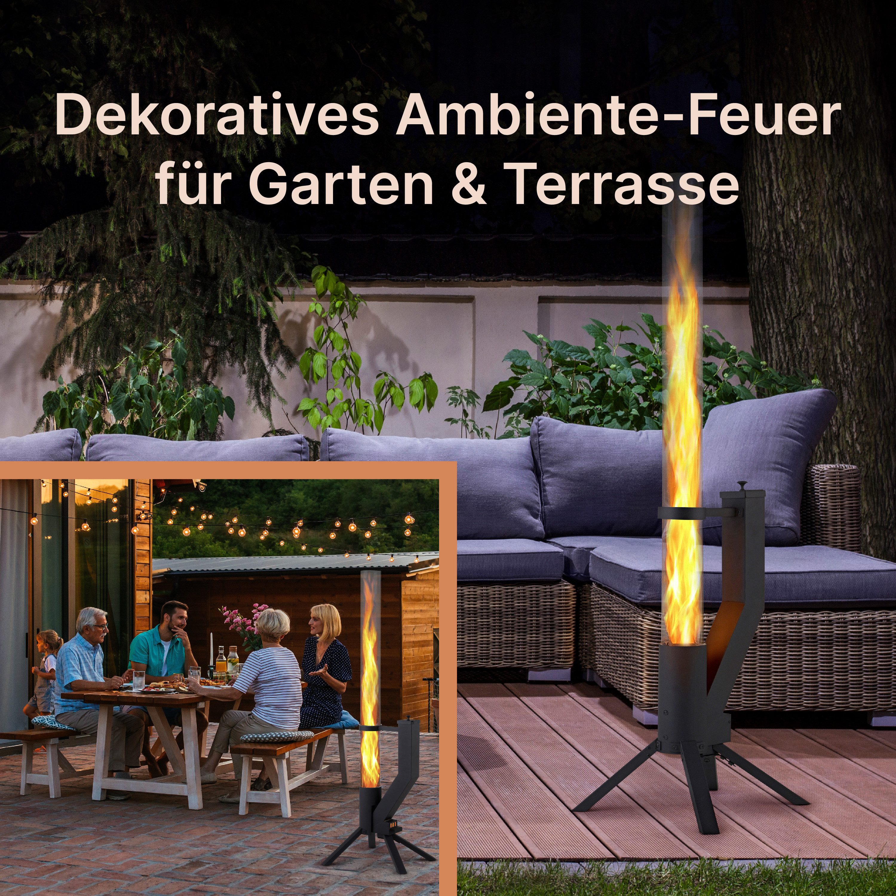 Gardenflare Feuerschale Feuerrohr – Edelstahl Feuersäule für Terrasse und G günstig online kaufen