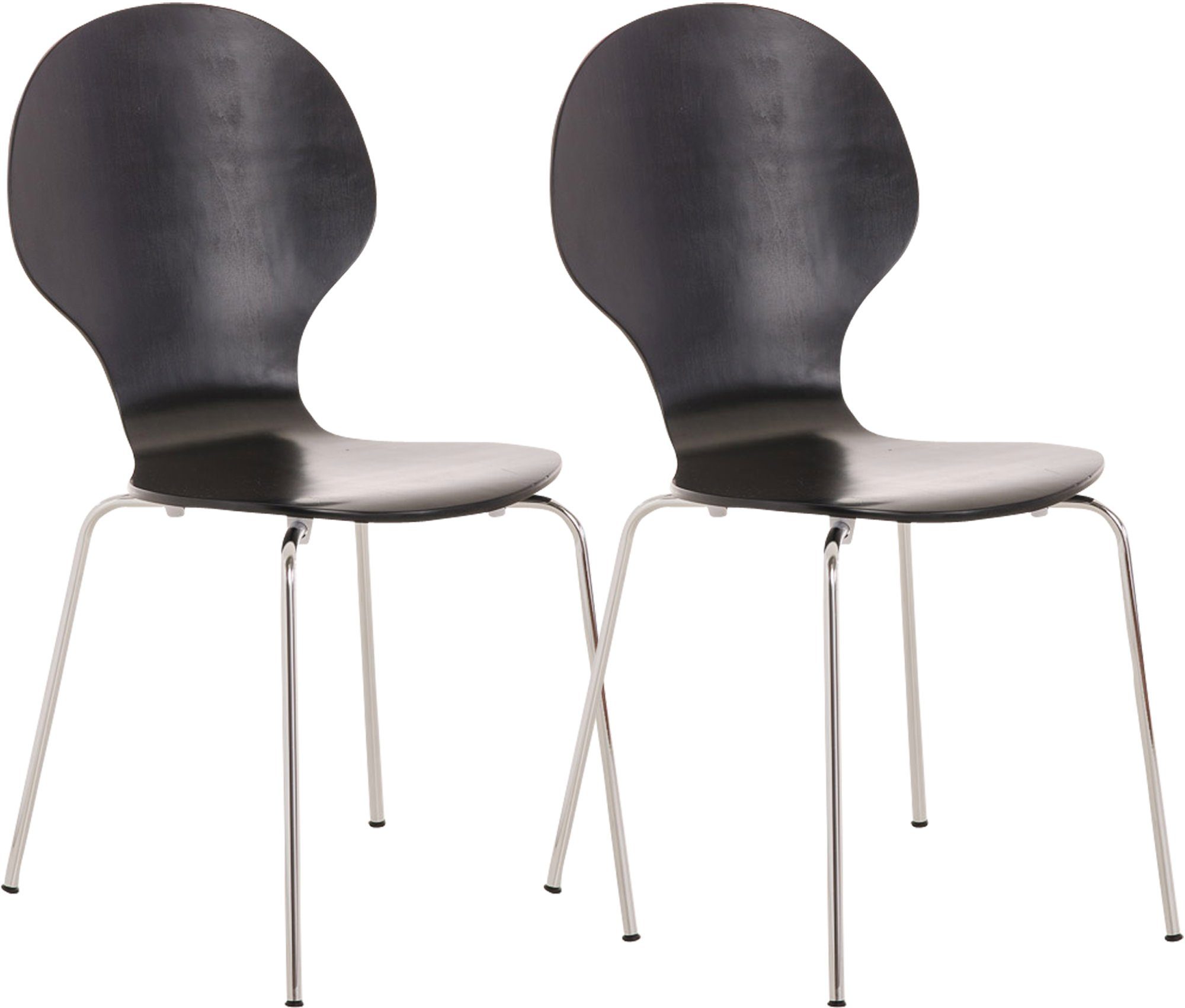 Besucherstuhl - Metall Sitzfläche: TPFLiving - schwarz Holz Daggy - ergonomisch St), mit 2 Sitzfläche geformter chrom (Besprechungsstuhl Gestell: - Warteraumstuhl Konferenzstuhl Messestuhl,