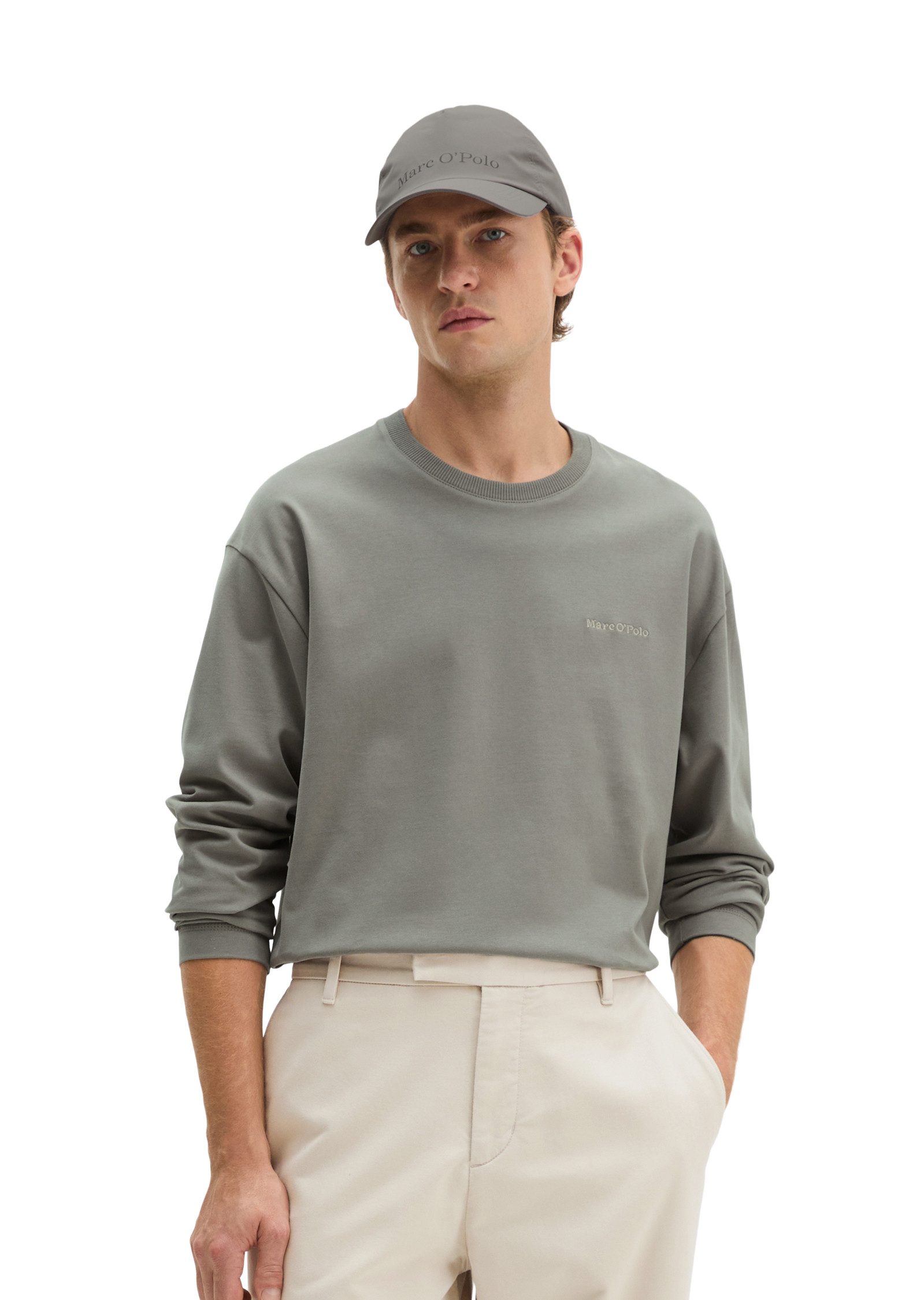 Marc O'Polo Langarmshirt aus schwerem Bio-Baumwoll-Jersey