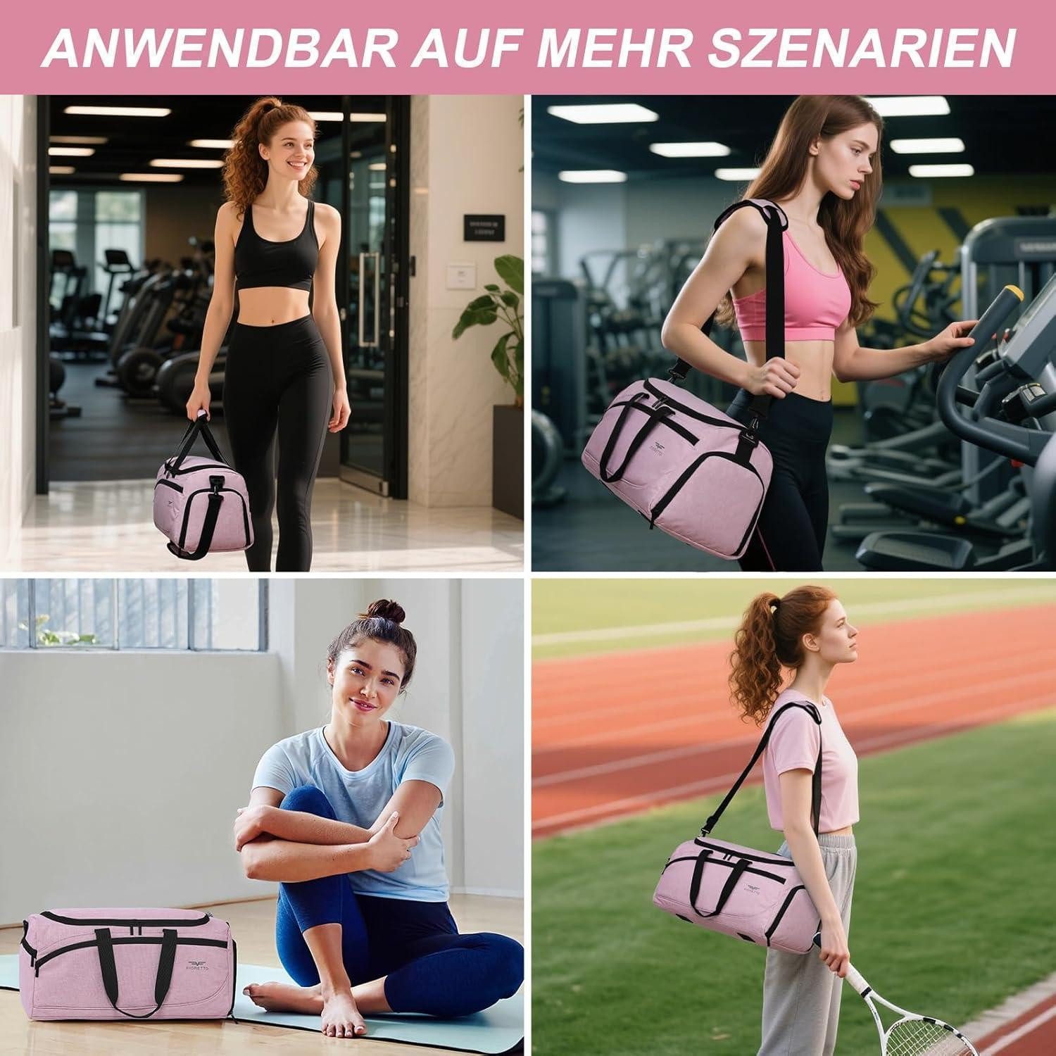 LuxusKollektion Sporttasche Sporttasche 35L Reisetasche Schuhfach Nassfach wasserdicht 35l-rosa