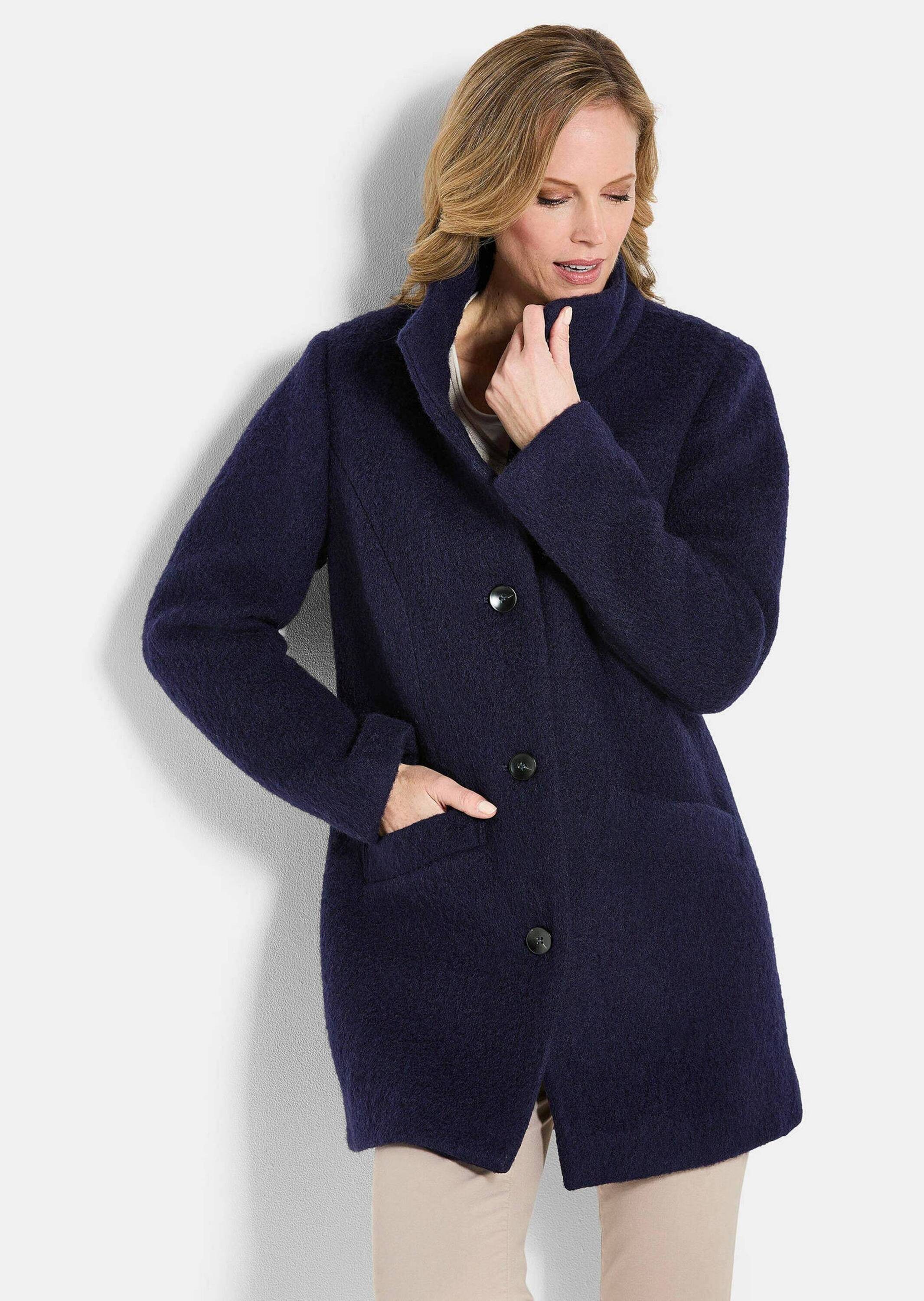 GOLDNER Jerseyblazer Stepp-Winterjacke mit Kapuze Langarm Übergangsjacke mit zweiter Jacke, Taschen