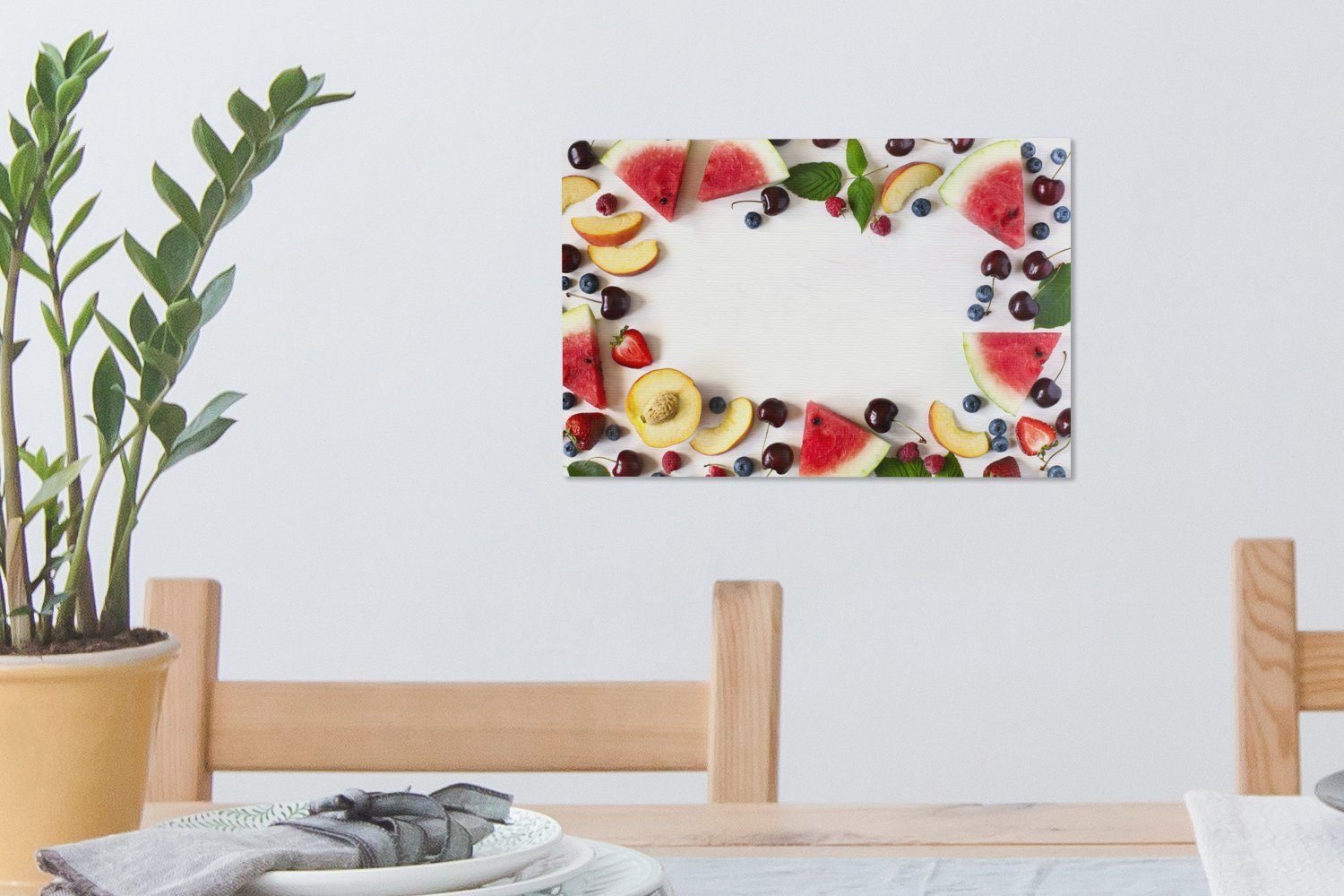 Leinwandbild Gemüse Wandbild - Muster (1 cm Obst, St), Wanddeko, 30x20 Leinwandbilder, - Aufhängefertig, OneMillionCanvasses®