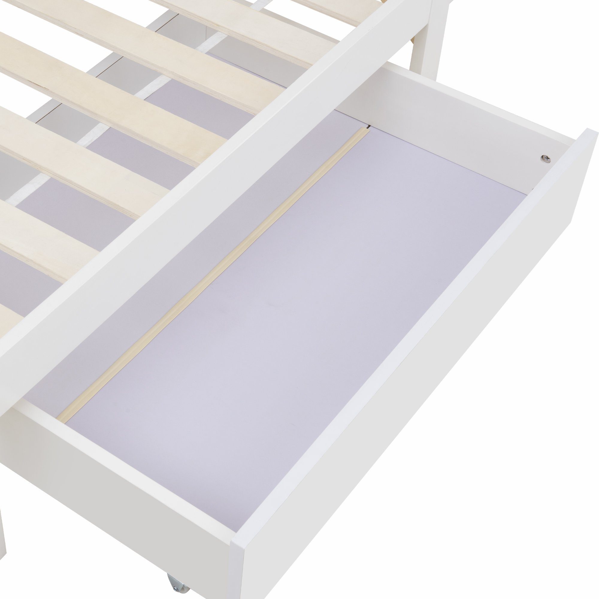 Massivholzbett (Einzelbett mit Schublade und Lattenrost), Holzbett mit Bücherregal, Kinderbett Jugendbett 90x200 cm