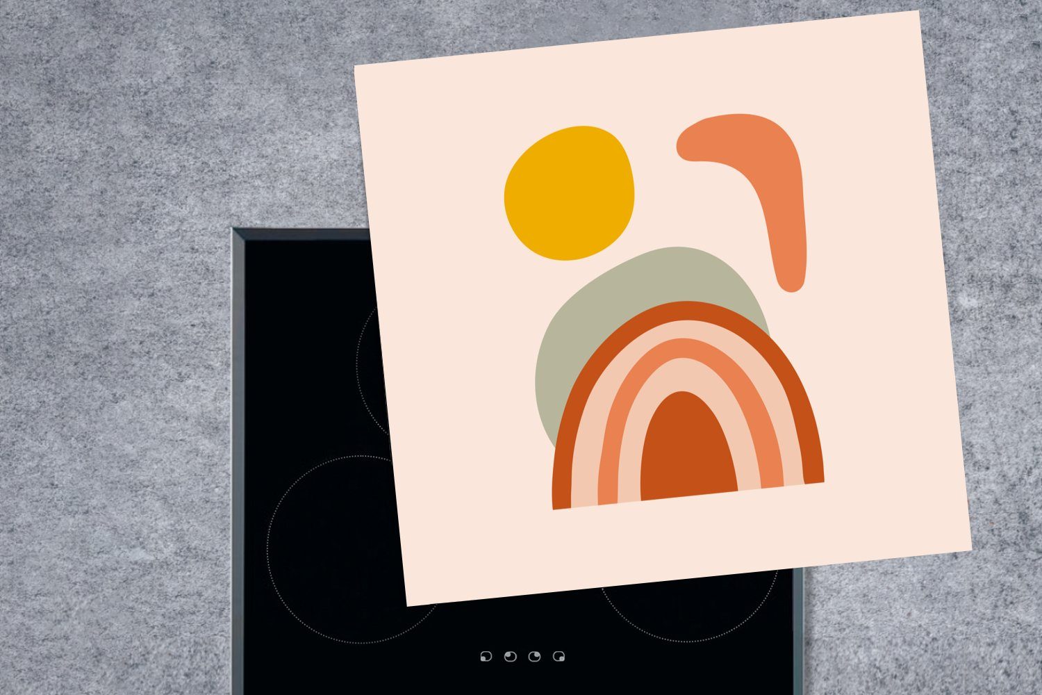 MuchoWow Herdblende-/Abdeckplatte Regenbogen Sommer, für Abstrakt 78x78 cm, - Arbeitsplatte küche Vinyl, - tlg), (1 Ceranfeldabdeckung, Sonne 