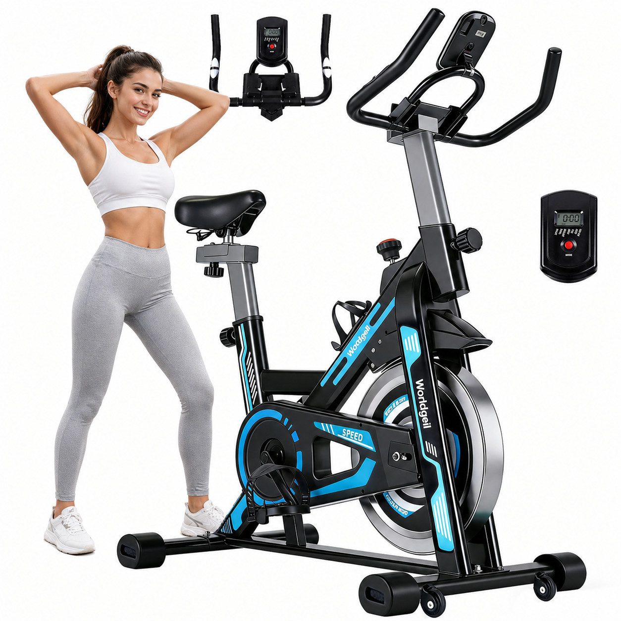Nettlife Heimtrainer Fahrrad 150kg Magnetbremse LCD-Display verstellbarer Widerstand leises, Tablet-Halter&Einstellbarem Sitz Heimtrainer für CardioTraining