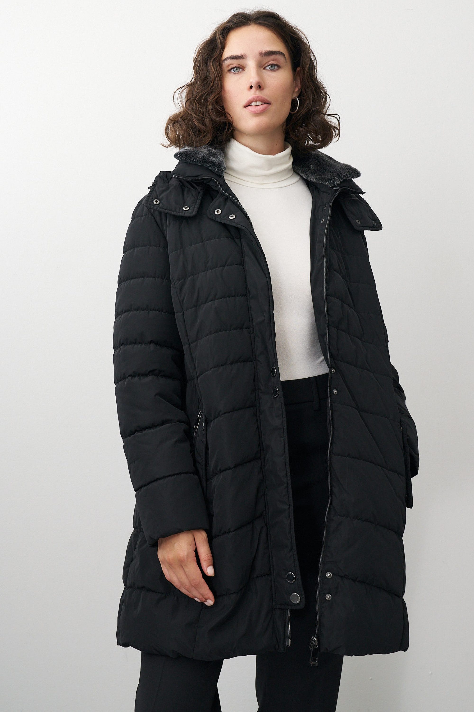 Barbara Lebek Steppmantel Übergangsmantel, Herbstmantel oder lange Steppjacke Damen