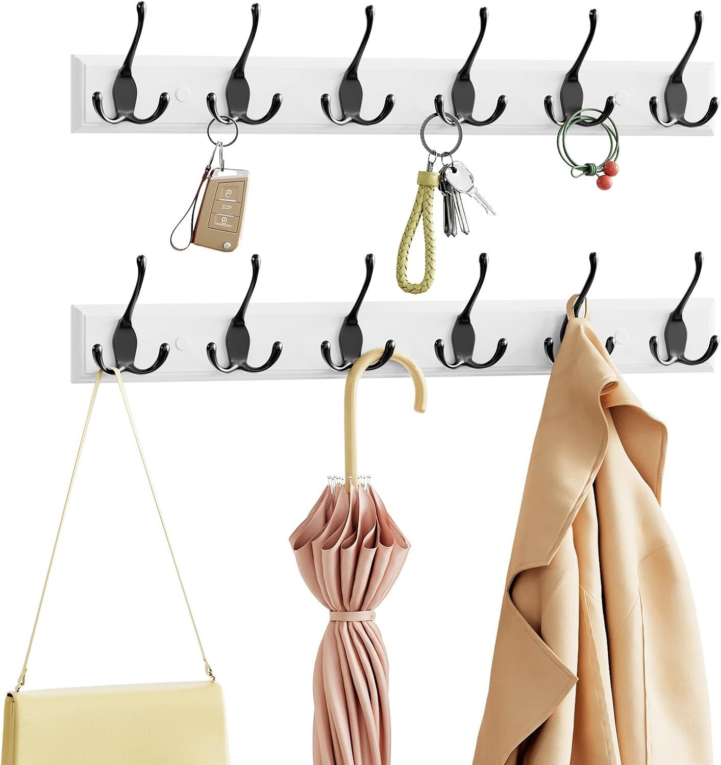 EUGAD Garderobenhaken (2 St), Kleiderhaken Wand, mit 6 Dreifachhaken, Schwa günstig online kaufen