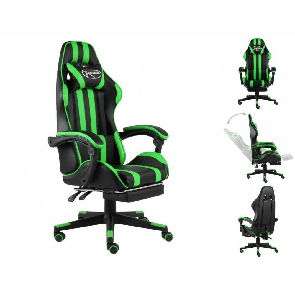 vidaXL Bürostuhl Gaming-Stuhl Sessel Gaming C Fußstütze und Grün Schwarz Kunstleder mit