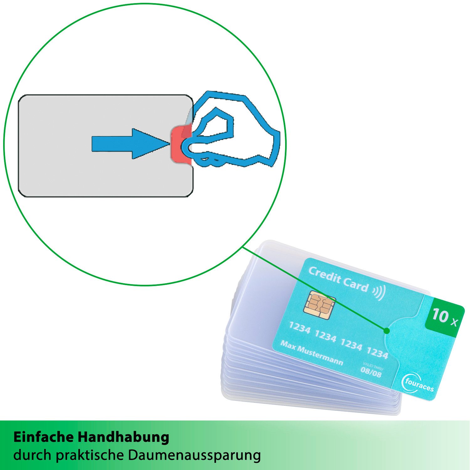 fouraces Etui Kreditkartenhüllen 10 Stück geschlossene Front – Bild 4 von 5