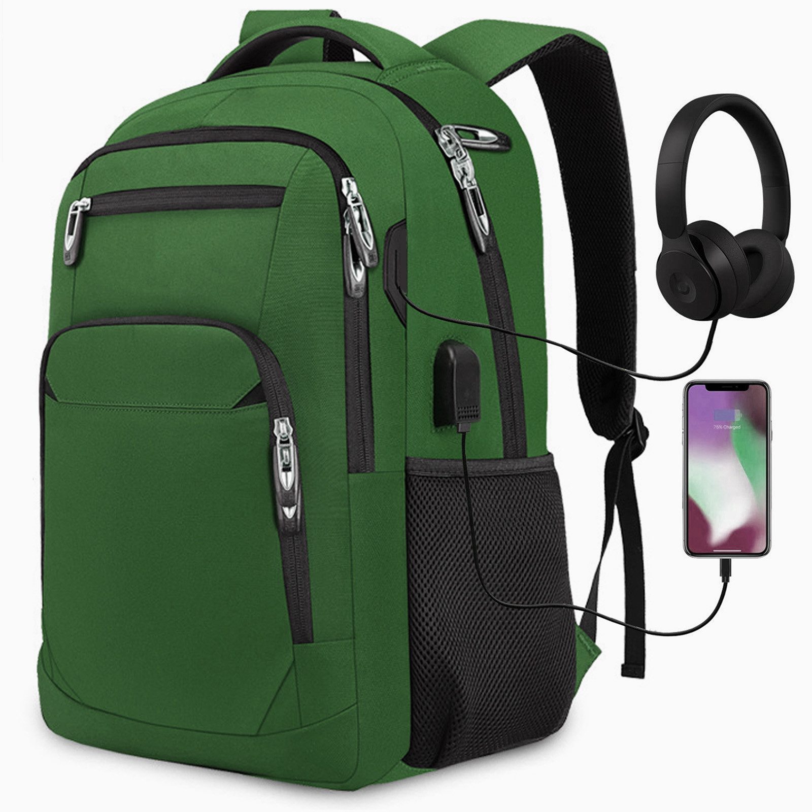 OKWISH Laptoprucksack Laptop Rucksäcke Schulrucksack Wasserbeständig Laptoptasche (Uni Tasche Businessrucksack Sportrucksack, Anti-Diebstahl, Backpack mit Laptopfach, mit USB-Anschluss), Herren Damen Jungen Teenager Arbeit Business Freizeit Reisen