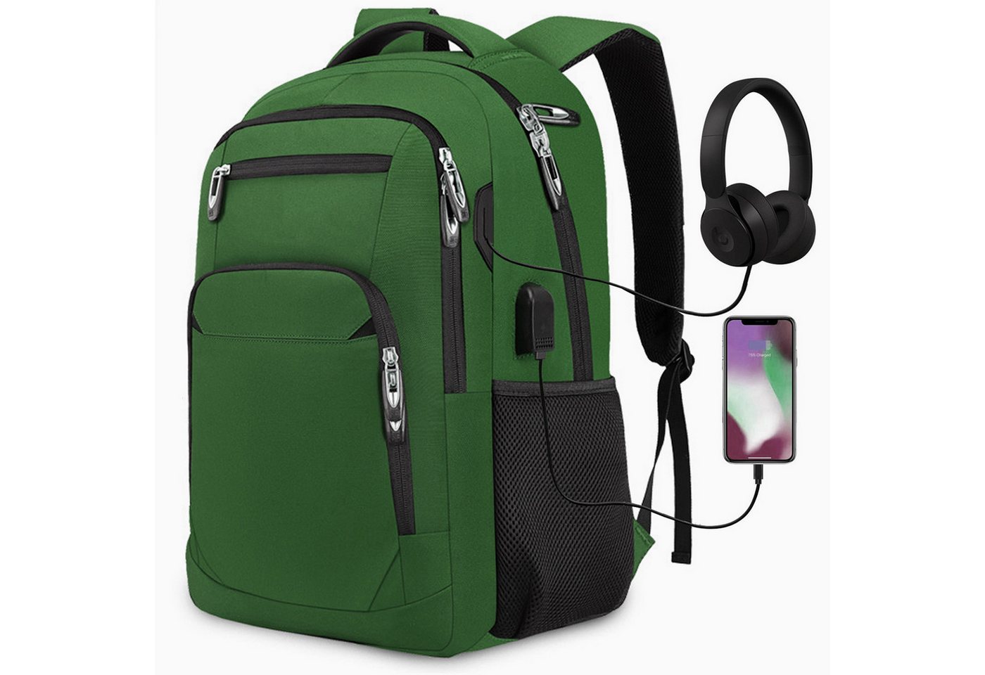 OKWISH Laptoprucksack Laptop Rucksäcke Schulrucksack Wasserbeständig Laptoptasche (Uni Tasche Businessrucksack Sportrucksack, Anti-Diebstahl, Backpack mit Laptopfach, mit USB-Anschluss), Herren Damen Jungen Teenager Arbeit Business Freizeit Reisen