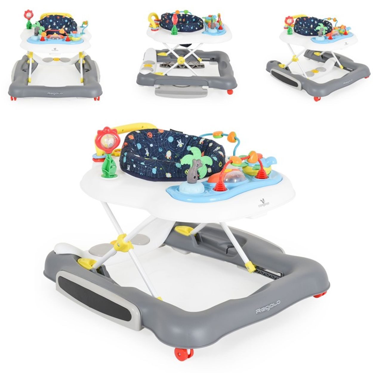 Cangaroo Lauflernhilfe Lauflernhilfe Regalo 4 in 1, Wippe Hopser, Spielcenter, Musik, klappbar